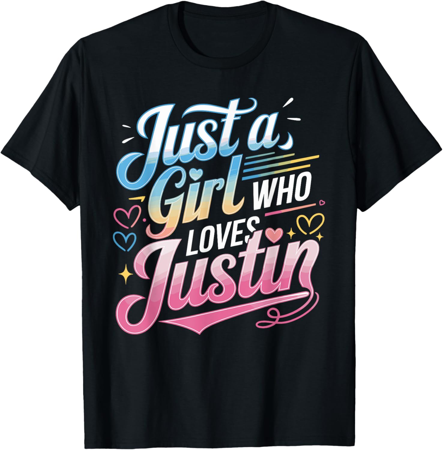 Cute Just A Girl Who Loves Justin T-Shirt for Fans and Fashion Lovers - 1