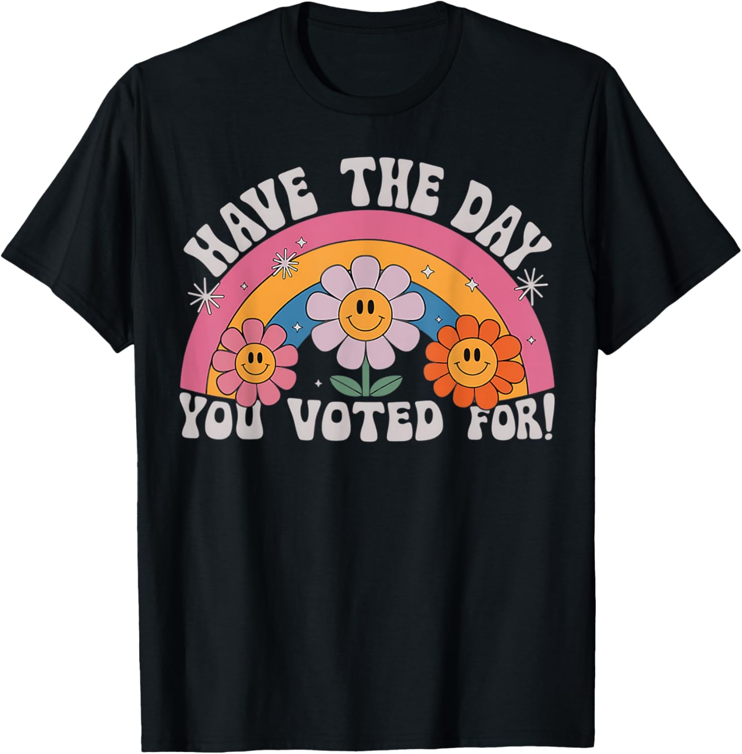 Funny Groovy Rainbow Flower T-Shirt Perfect for Voting Day Pride - 5
