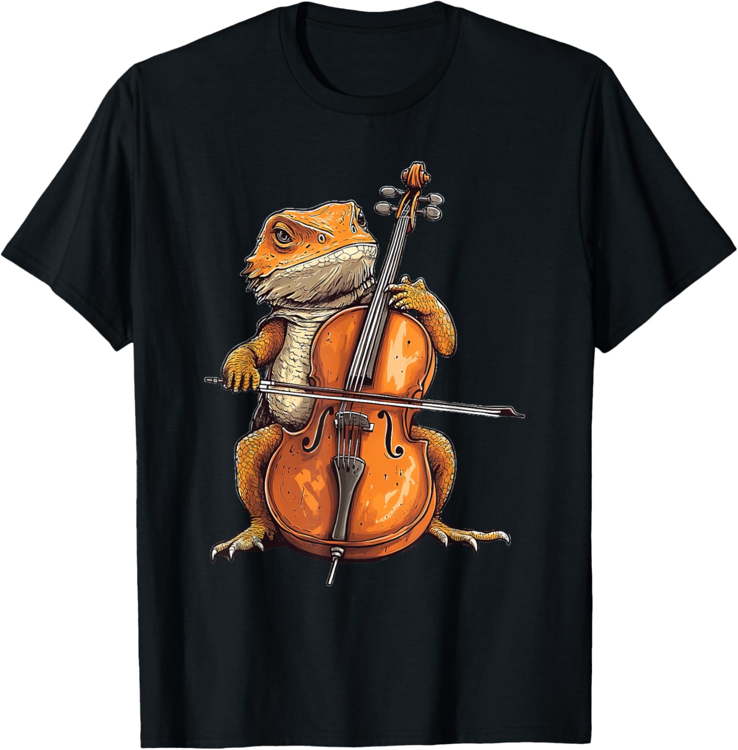 Cute Bearded Dragon Playing Cello Musician T-Shirt for Music Lovers - 9