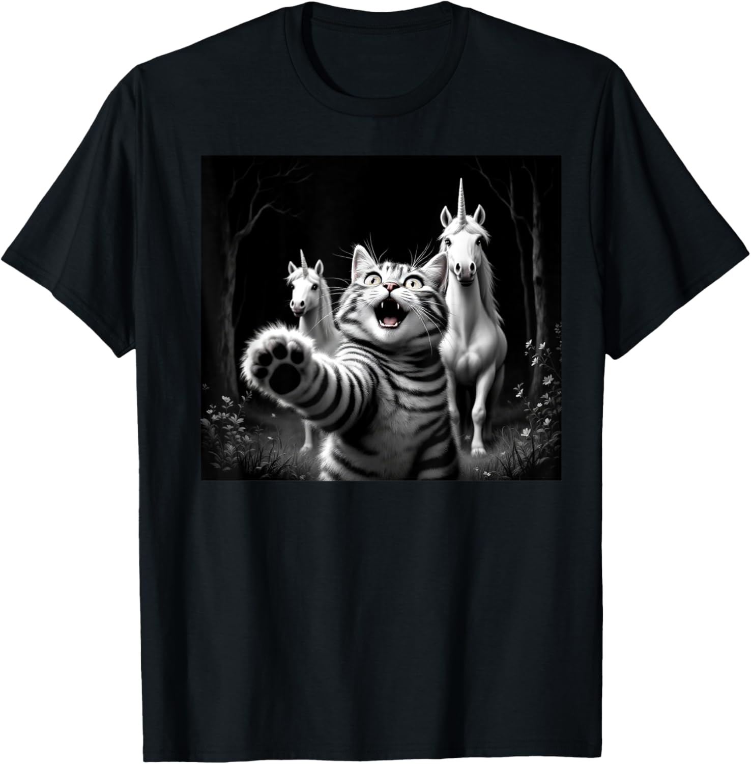 Funny Cat and Unicorn Selfie T-Shirt for Cat Lovers and Kids - 15