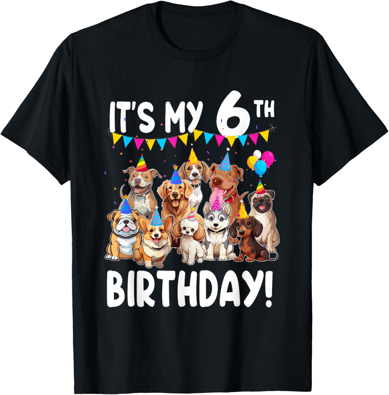 Cute Dogs Lover 6th Birthday T-Shirt for Kids - Fun Birthday Gift! - 5