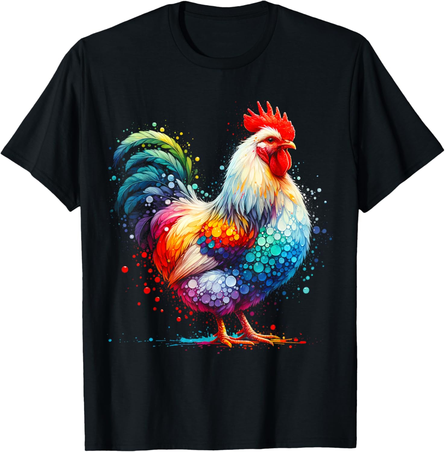 Funny Colorful Chicken Art T-Shirt for Women - Perfect for Farm Lovers - 5