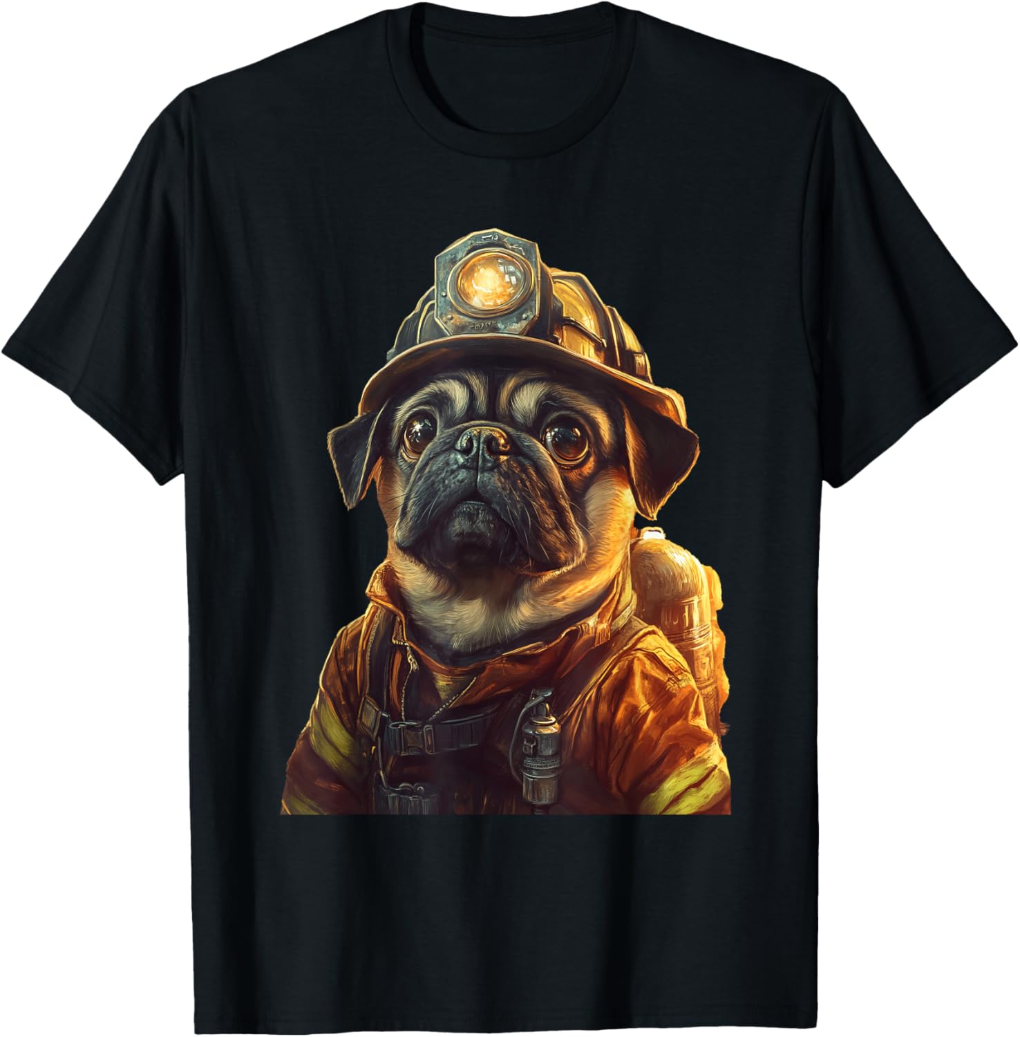 Cute Pug Firefighter T-Shirt for Dog Lovers - Fun and Playful Design - 19