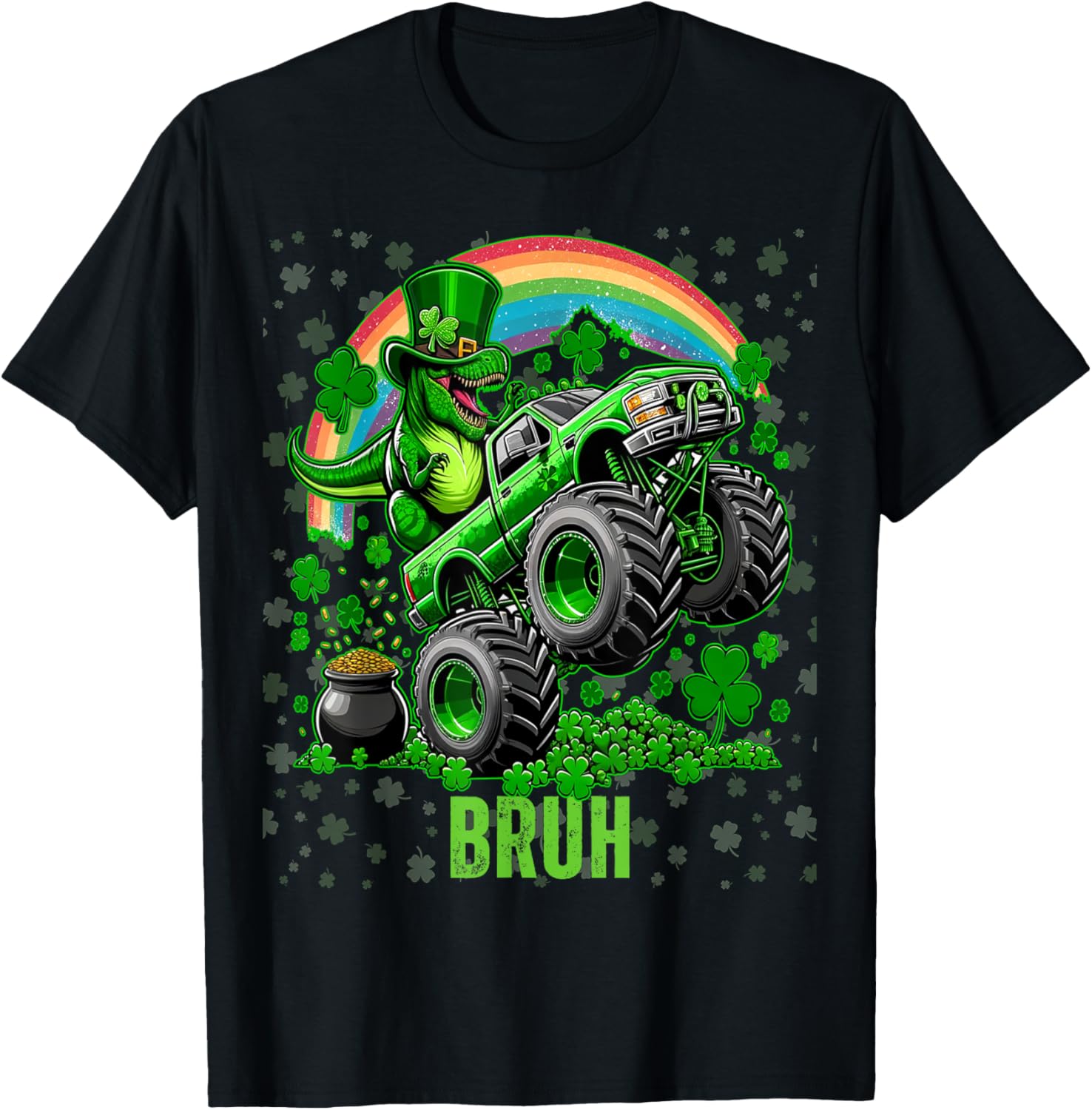 Bruh St Patricks Day Monster Truck Shirt for Festive Fun and Style - 7