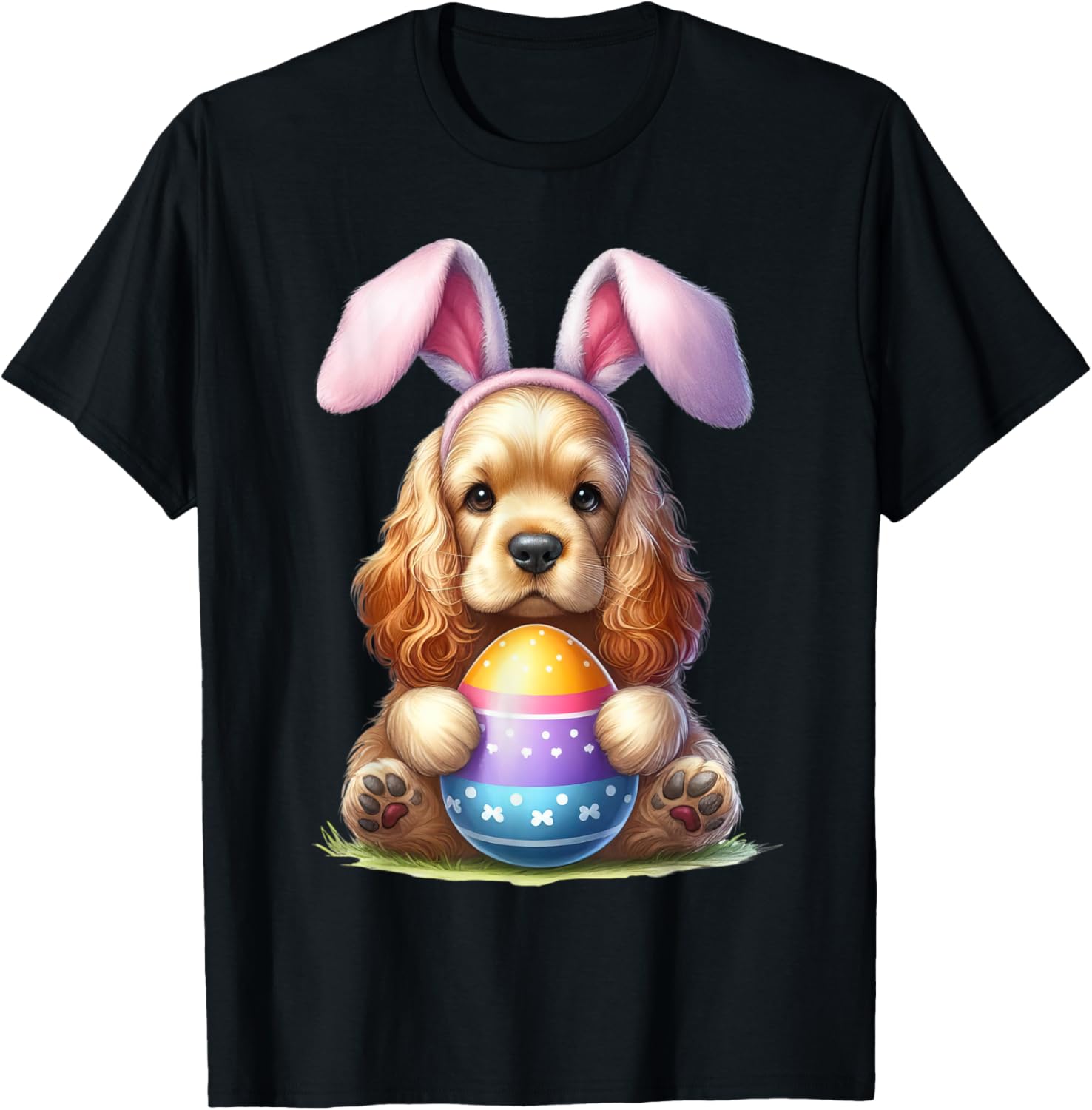 Cute Bunny Cocker Spaniel Easter T-Shirt for Men and Women Celebrating Spring - 3