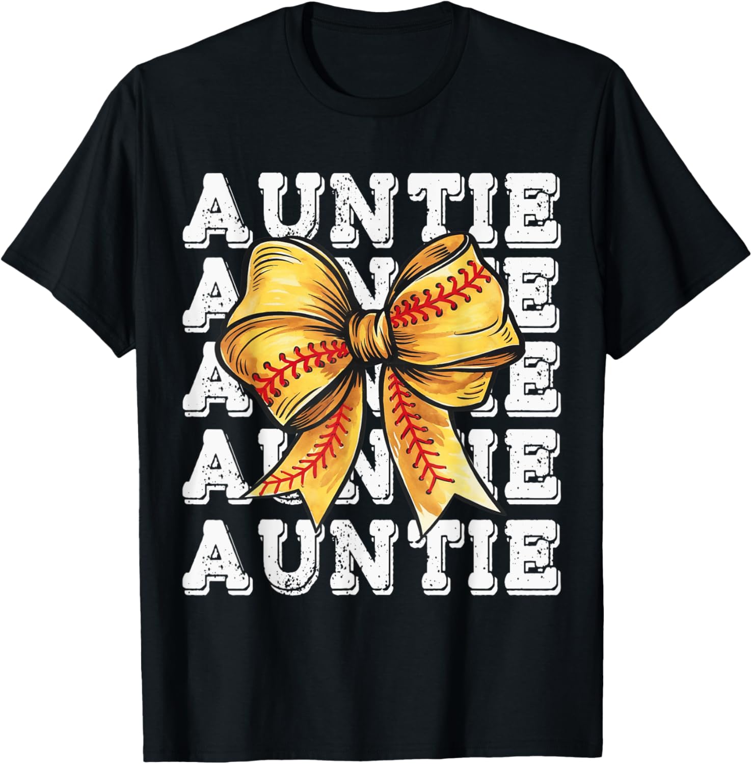 Coquette Softball Auntie Matching Family Bow T-Shirt for Fun Moments - 8