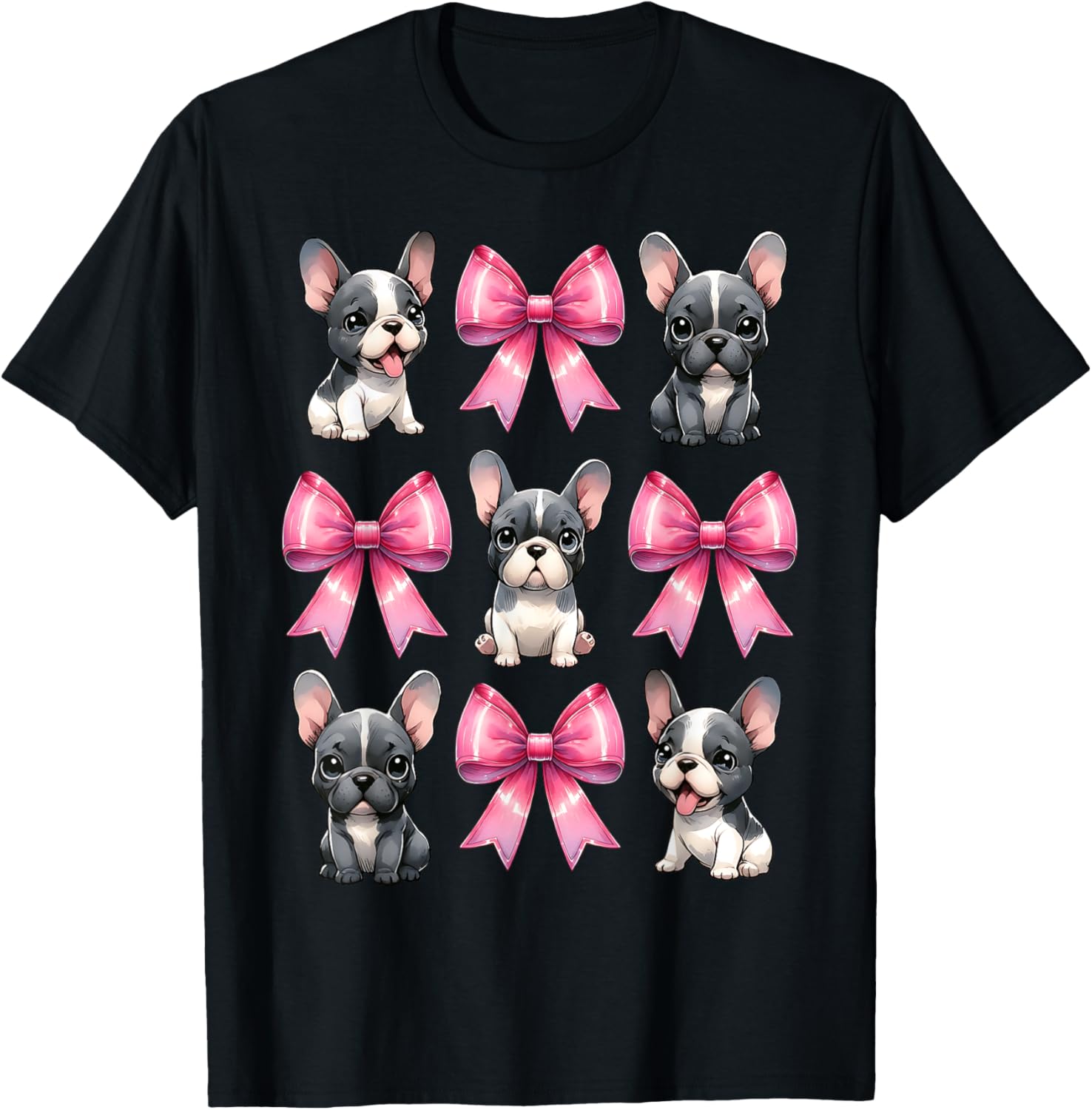 Cute Coquette Bow French Bulldog Mom T-Shirt in Pink for Dog Lovers - 5