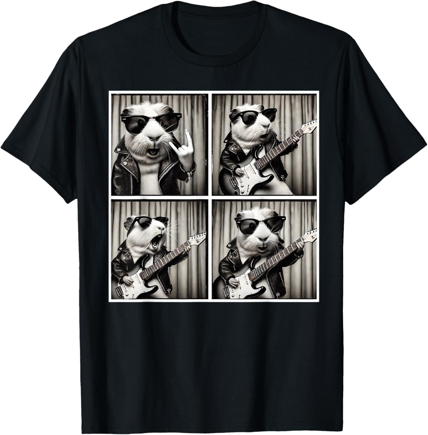 Cute Guinea Pig Electric Guitar T-Shirt for Music Lovers and Pet Fans - 8