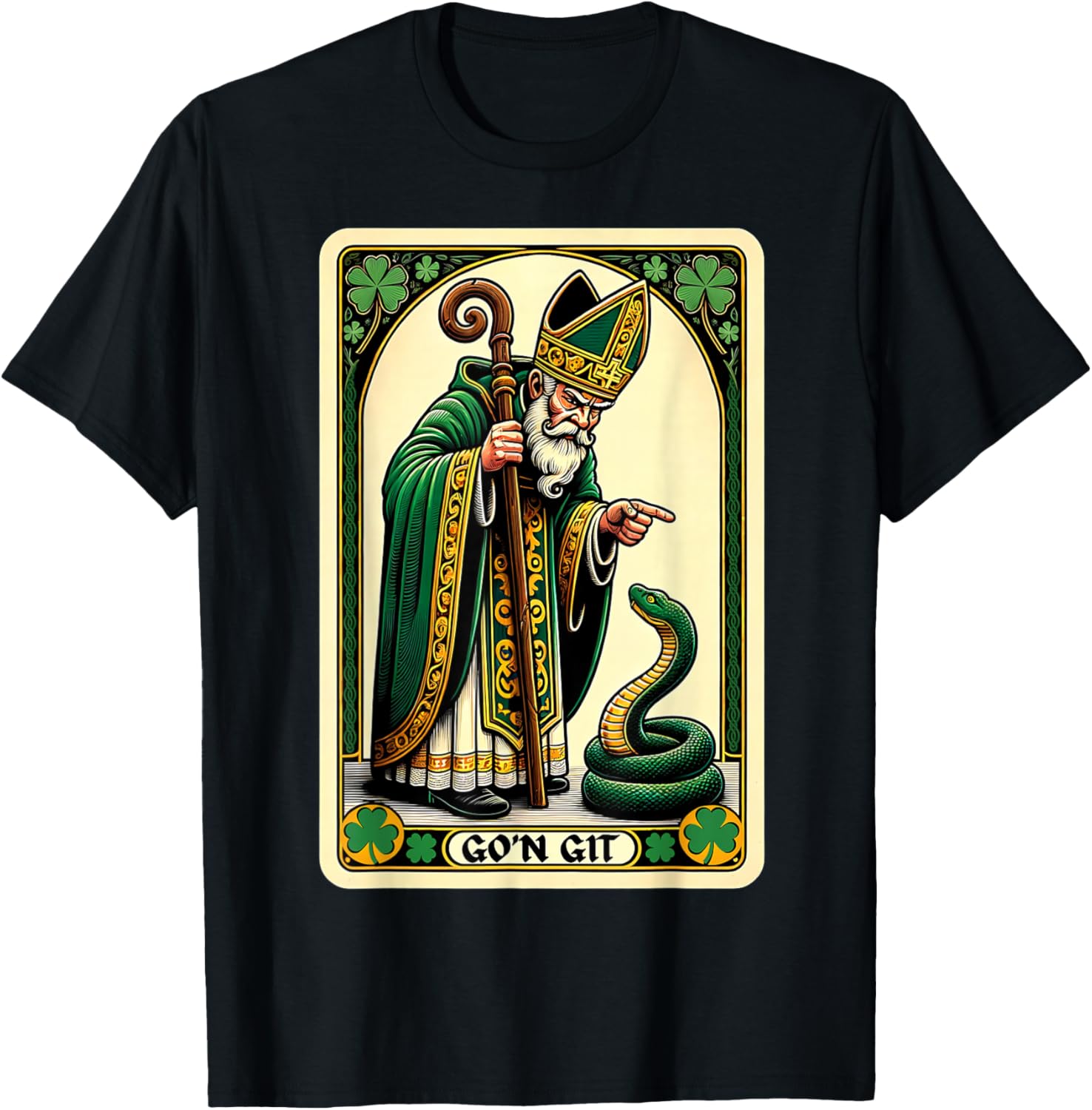 Funny St Patricks Day Tarot Card Go'n Git T-Shirt for Festive Fun - 15