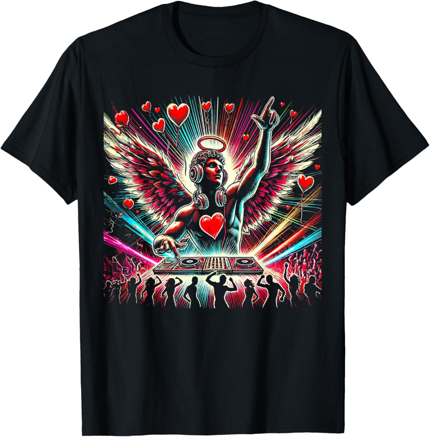 DJ Cupid Angel Valentine's Day Party Shirt Cool DJ Tee for Men and Women - 1