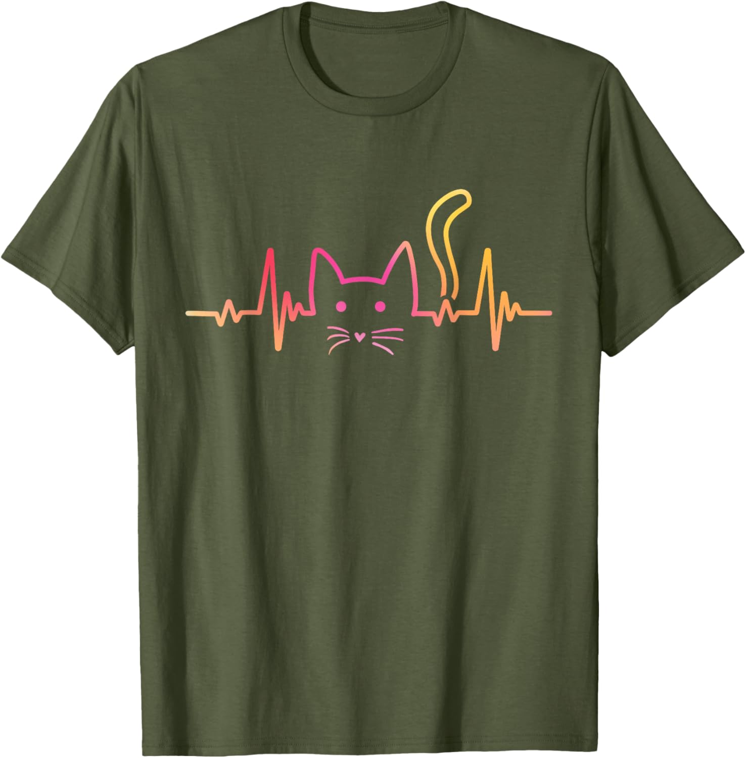 Fluffy Paws and Cuddles Heartbeat Cat Lover T-Shirt for Men and Women - 1