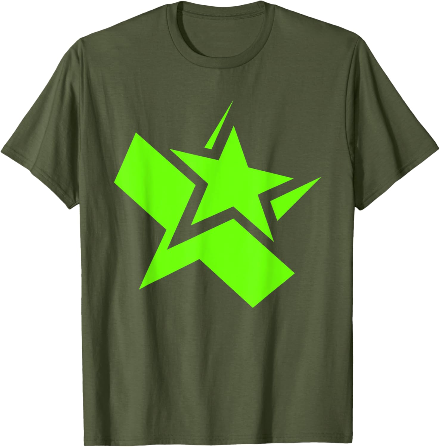 Green Chunky Star Graphic T-Shirt for Stylish Casual Wear - 18