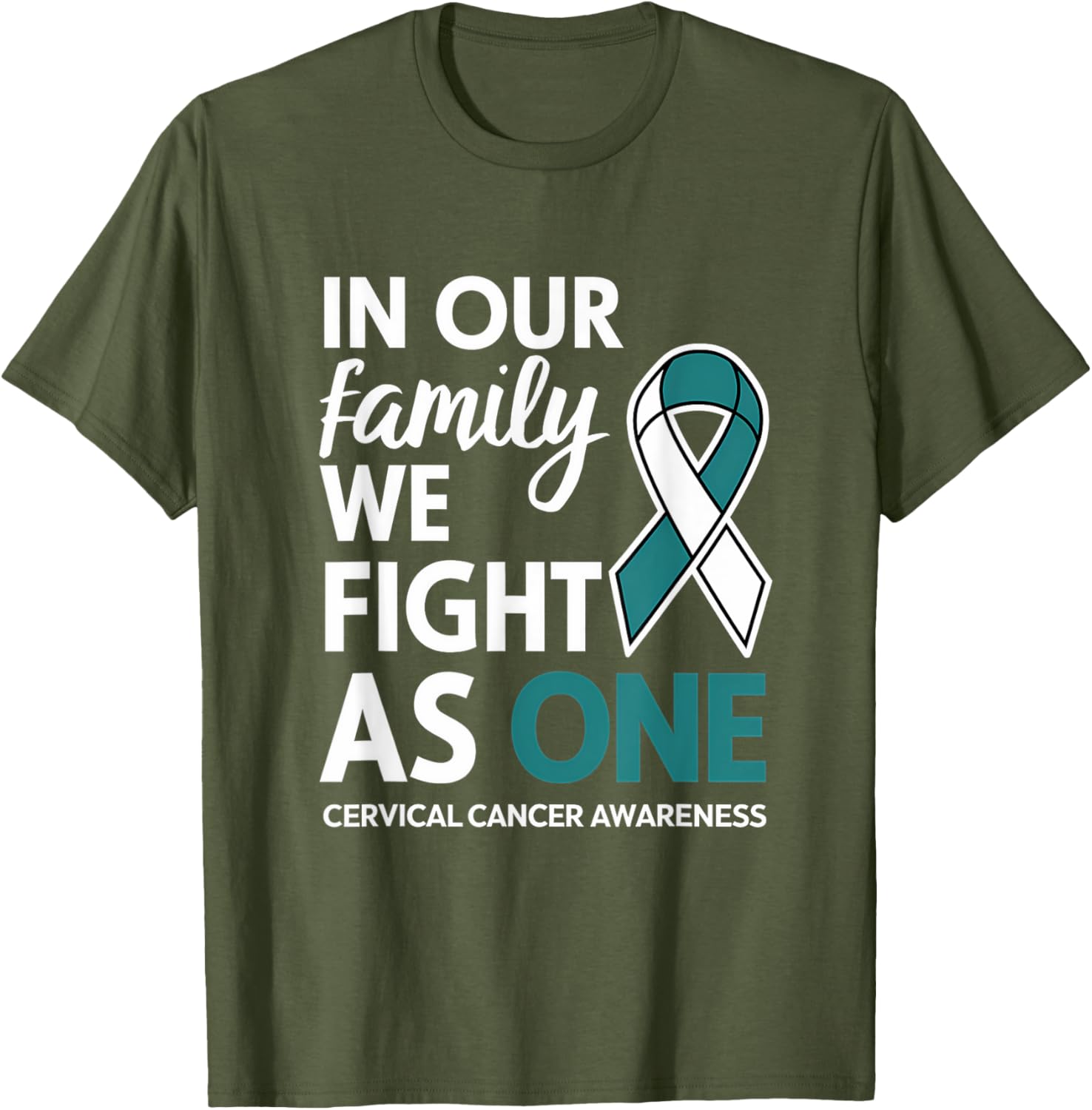 Cervical Cancer Awareness Teal Ribbon Family T-Shirt for Hope and Unity - 13