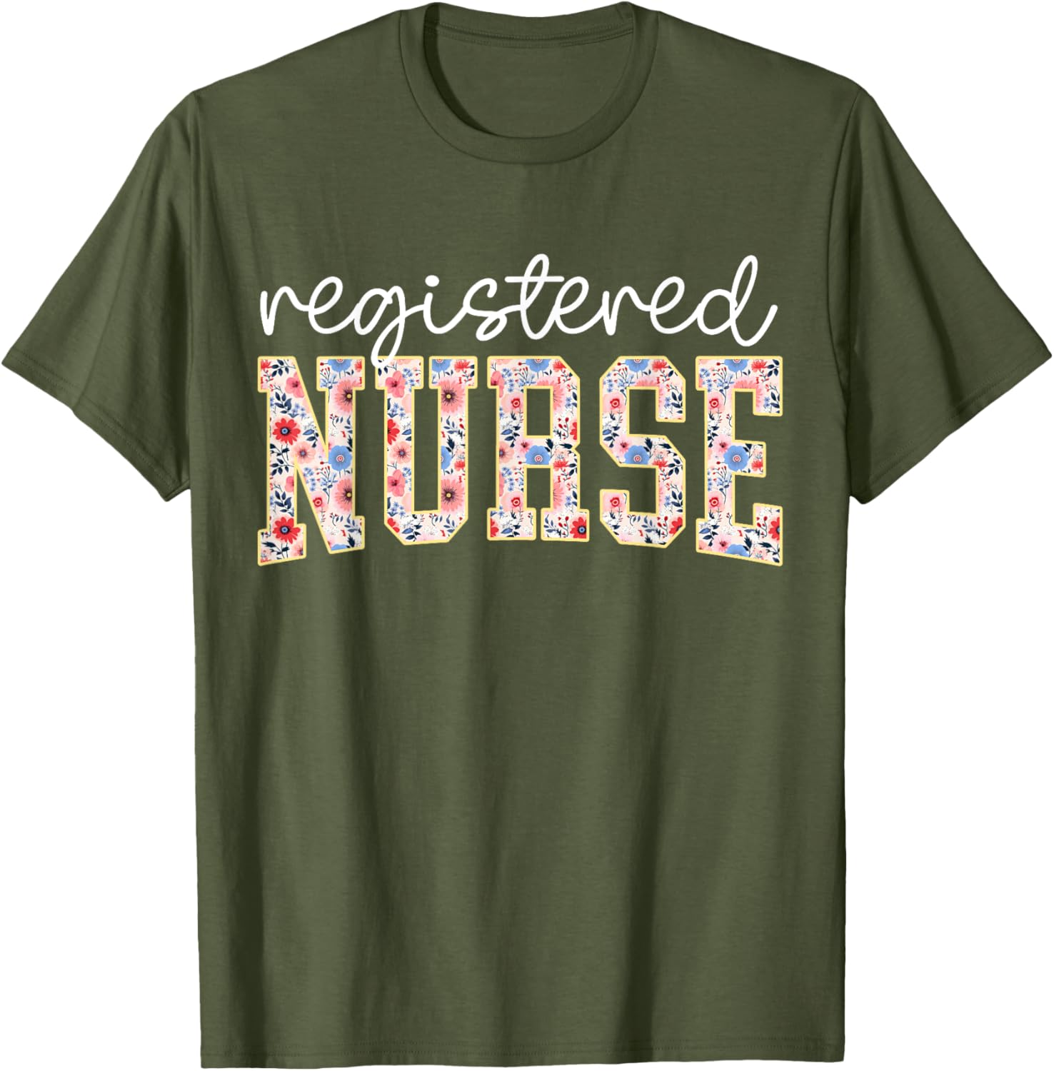 Floral Print RN Nurse T-Shirt for Women - Perfect for Nursing School - 5