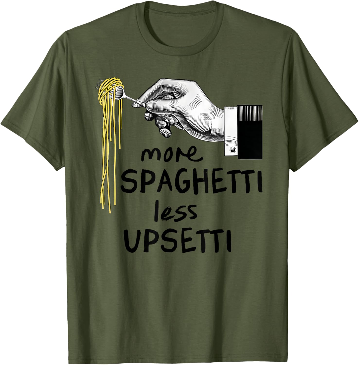 Funny More Spaghetti Less Upsetti T-Shirt for Pasta Lovers - 17