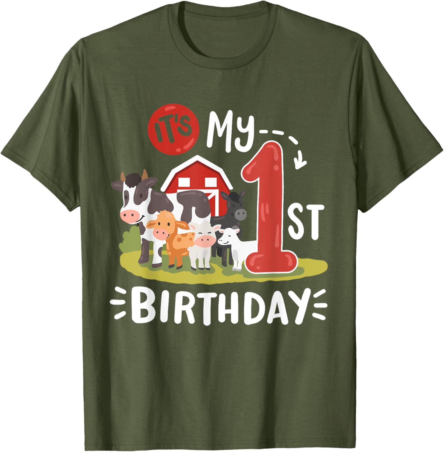 Farm Animals 1st Birthday Party T-Shirt for Kids Fun and Cute Design - 7
