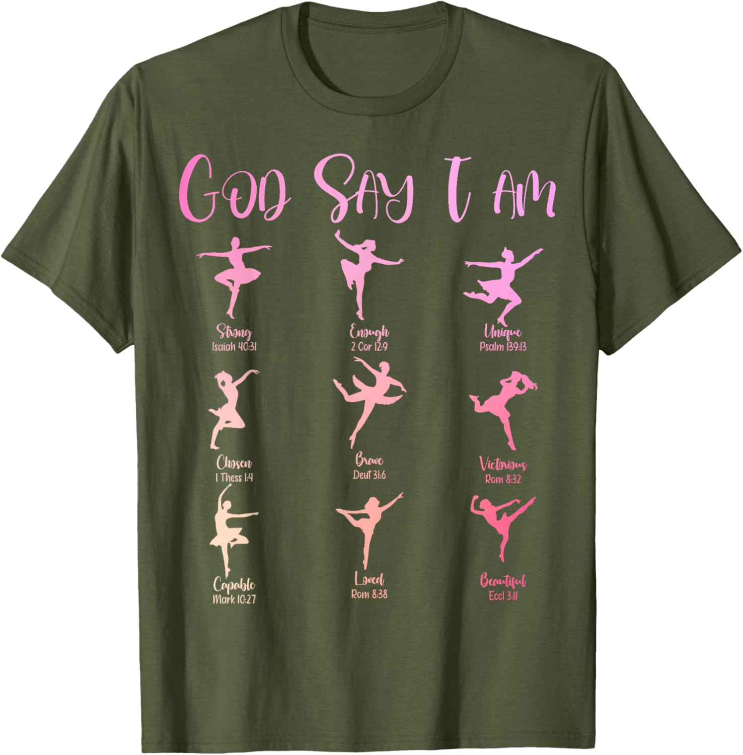Christian God Says I Am Cute Pink Ballet Dancer T-Shirt for Girls - 5