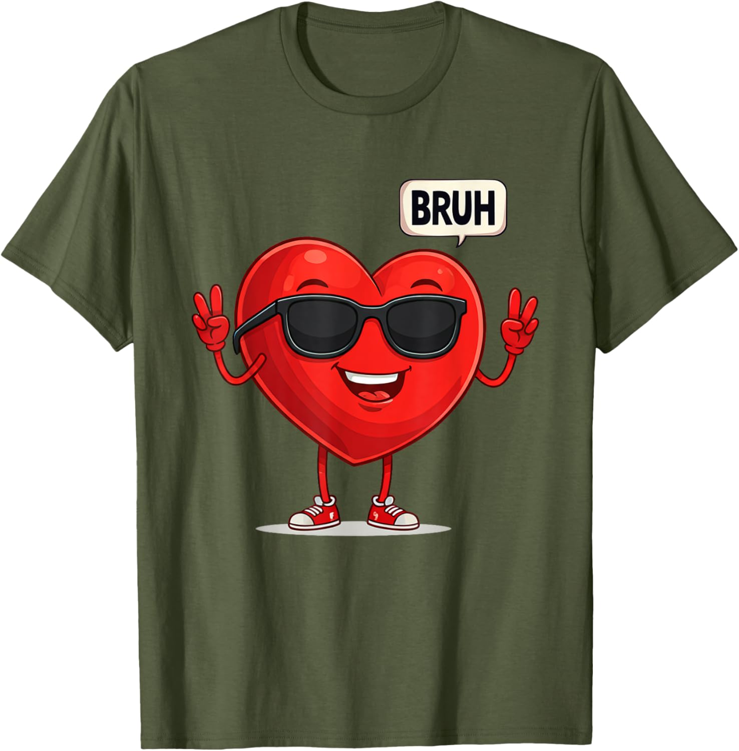 BRUH Valentine's Day Heart Humor Meme Graphic T-Shirt for Men and Women - 13