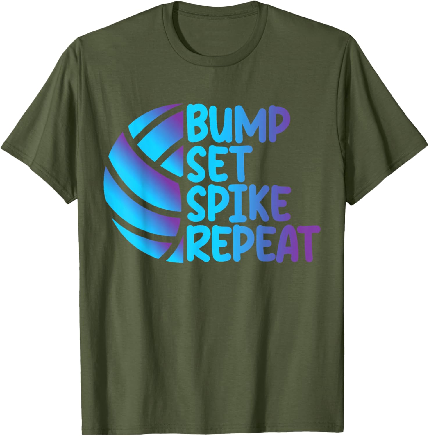 Funny Cool Volleyball Bump Set Spike Repeat T-Shirt for Sports Lovers - 11