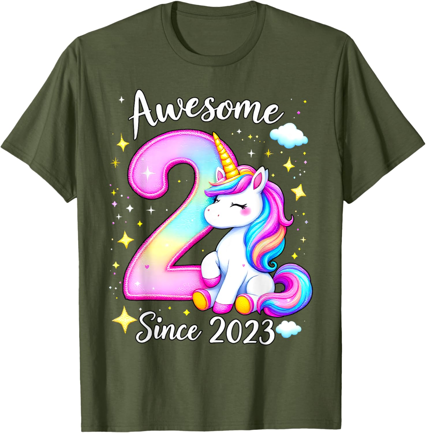 Cute Unicorn 2nd Birthday Girls T-Shirt for Awesome Celebrations - 11