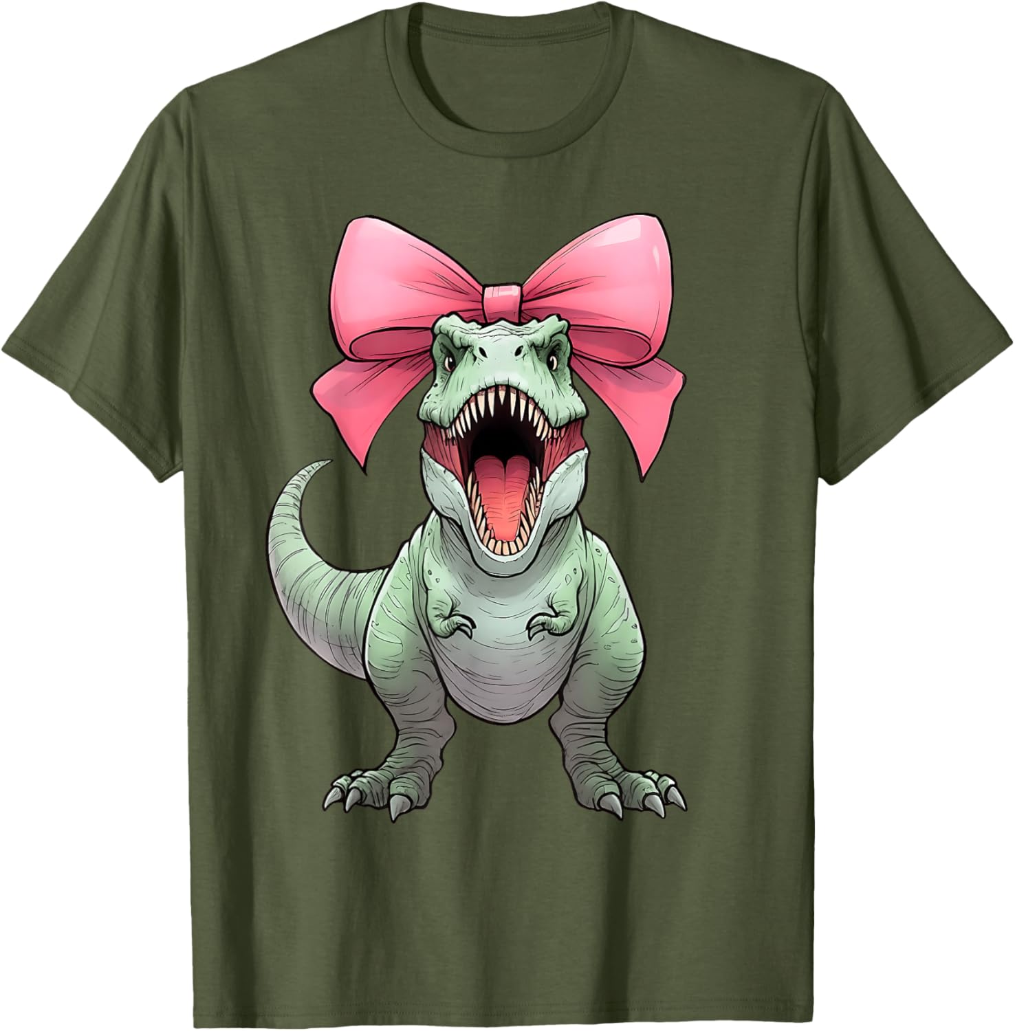 Cute Coquette Bow T-Rex Mom T-Shirt for Dinosaur Lovers - Fun & Stylish - 8