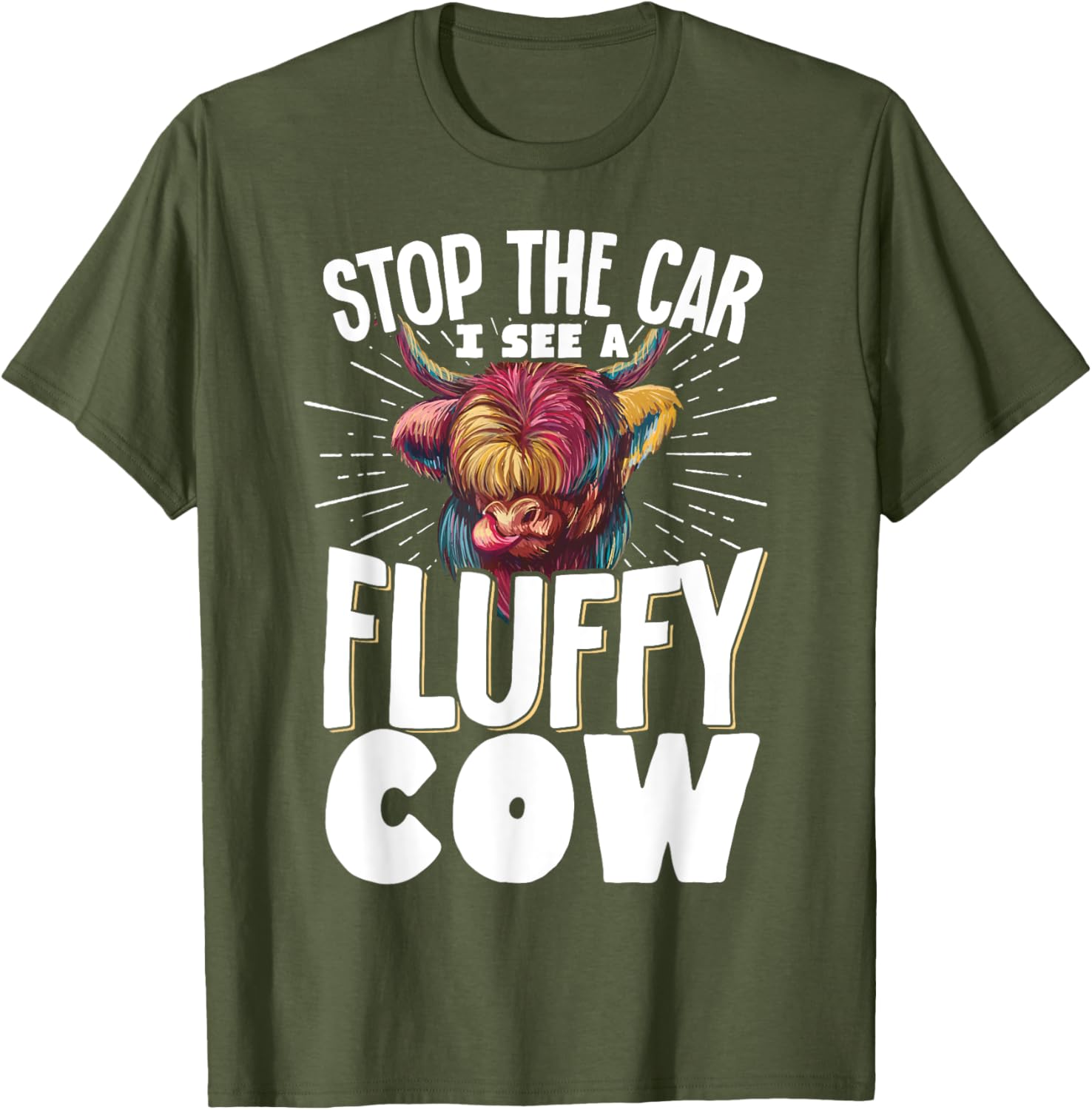 Fluffy Cow T-Shirt for Animal Lovers - Stop the Car Fun Tee - 10