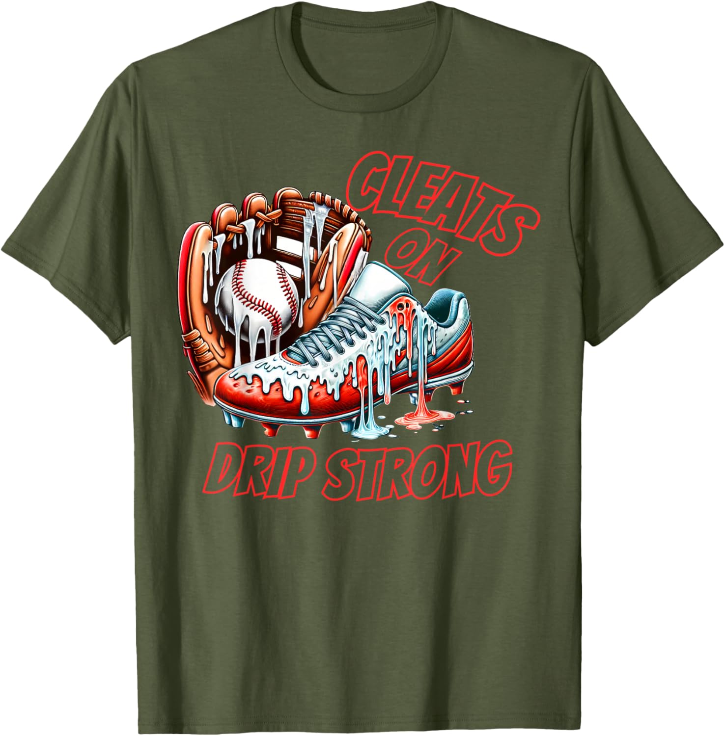 Cool Cleats On Drip Baseball Ice Cream T-Shirt for Kids and Adults - 4