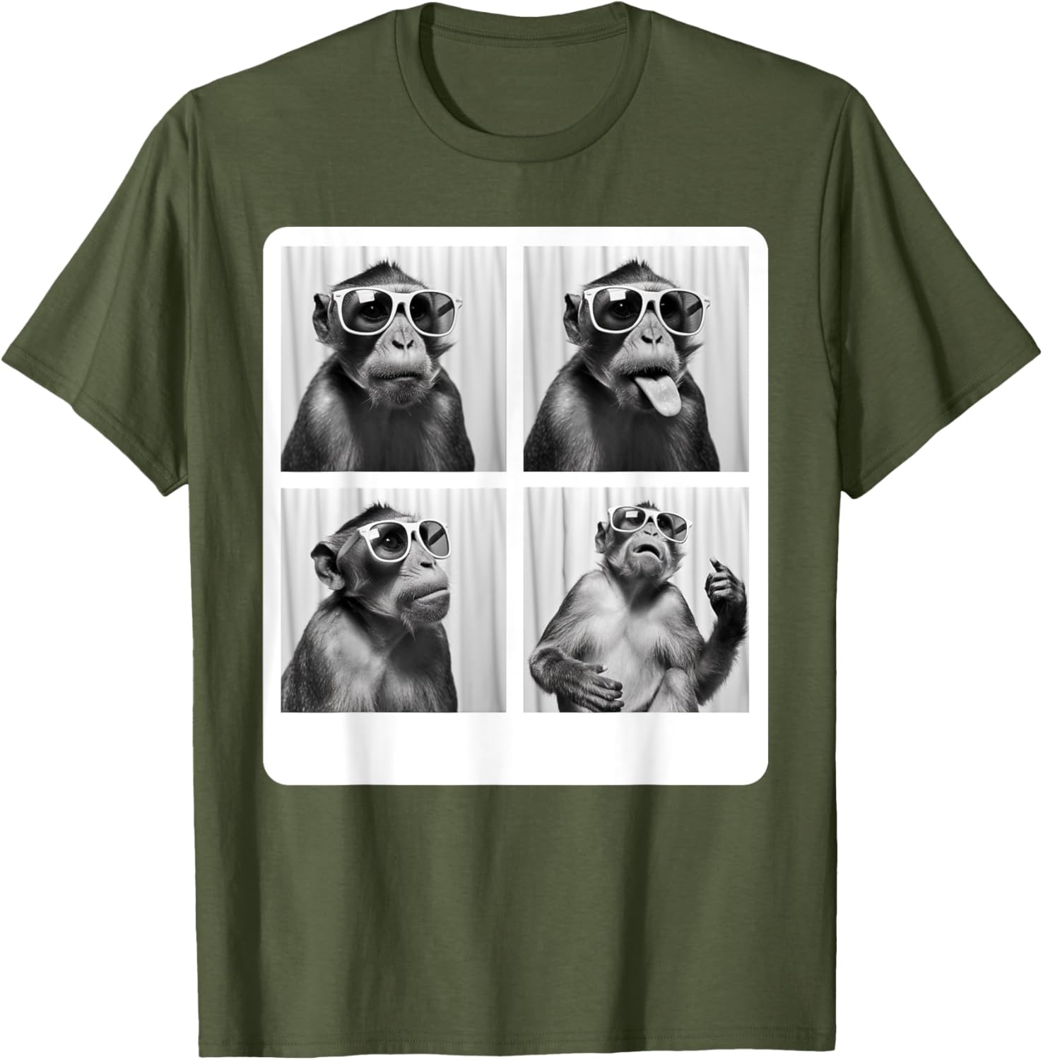 Funny Monkey Photo Booth T-Shirt with Sunglasses for Animal Lovers - 15