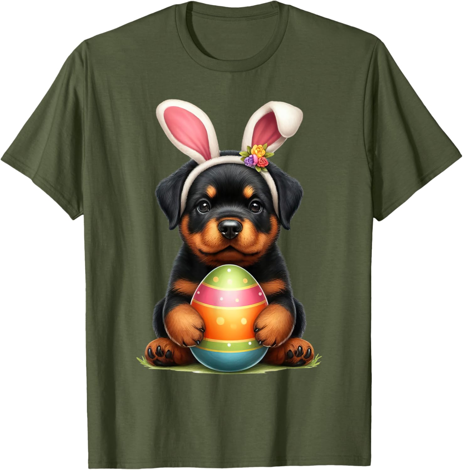 Cute Bunny Rottweiler Dog Easter T-Shirt Perfect for Spring Celebrations - 8