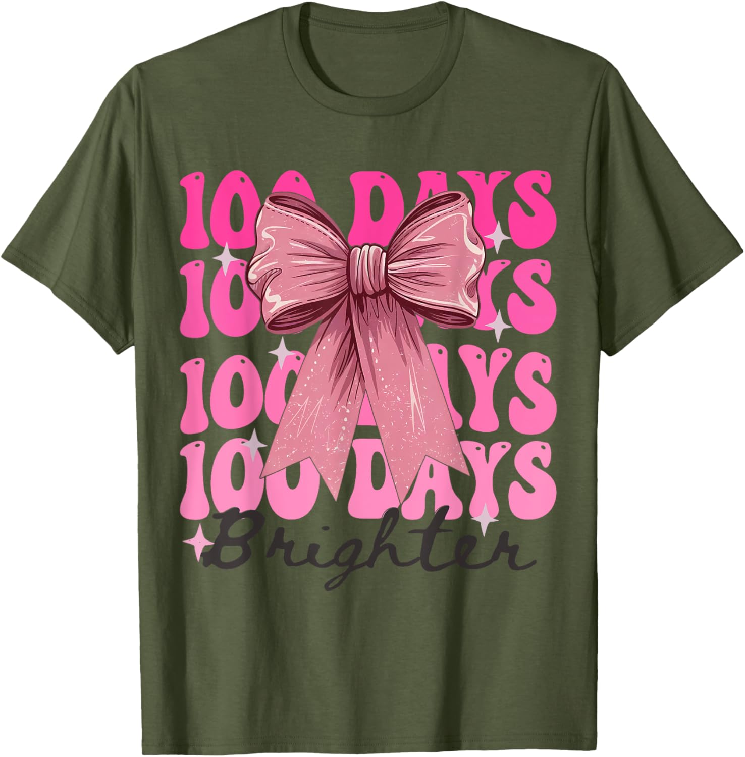 Cute 100 Days of School Girls Coquette Bow T-Shirt for Celebrations - 7