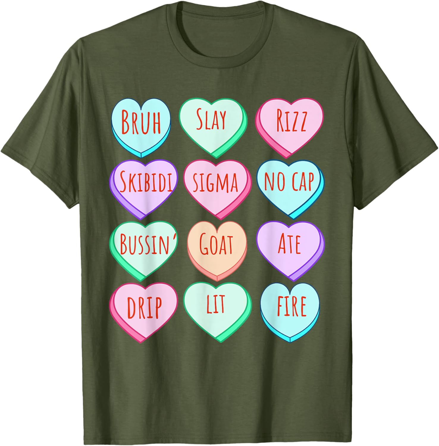 Candy Heart Slang T-Shirt for Valentine's Day Fun at School - 1