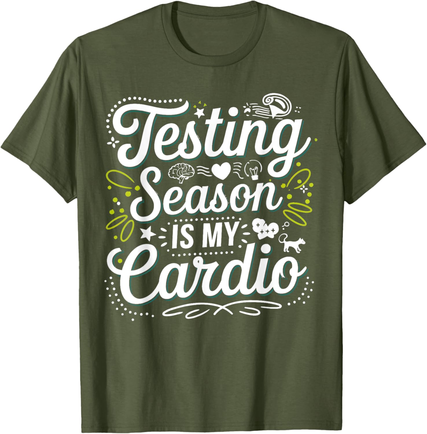 Groovy Testing Season Is My Cardio Teacher T-Shirt for Educators - 4
