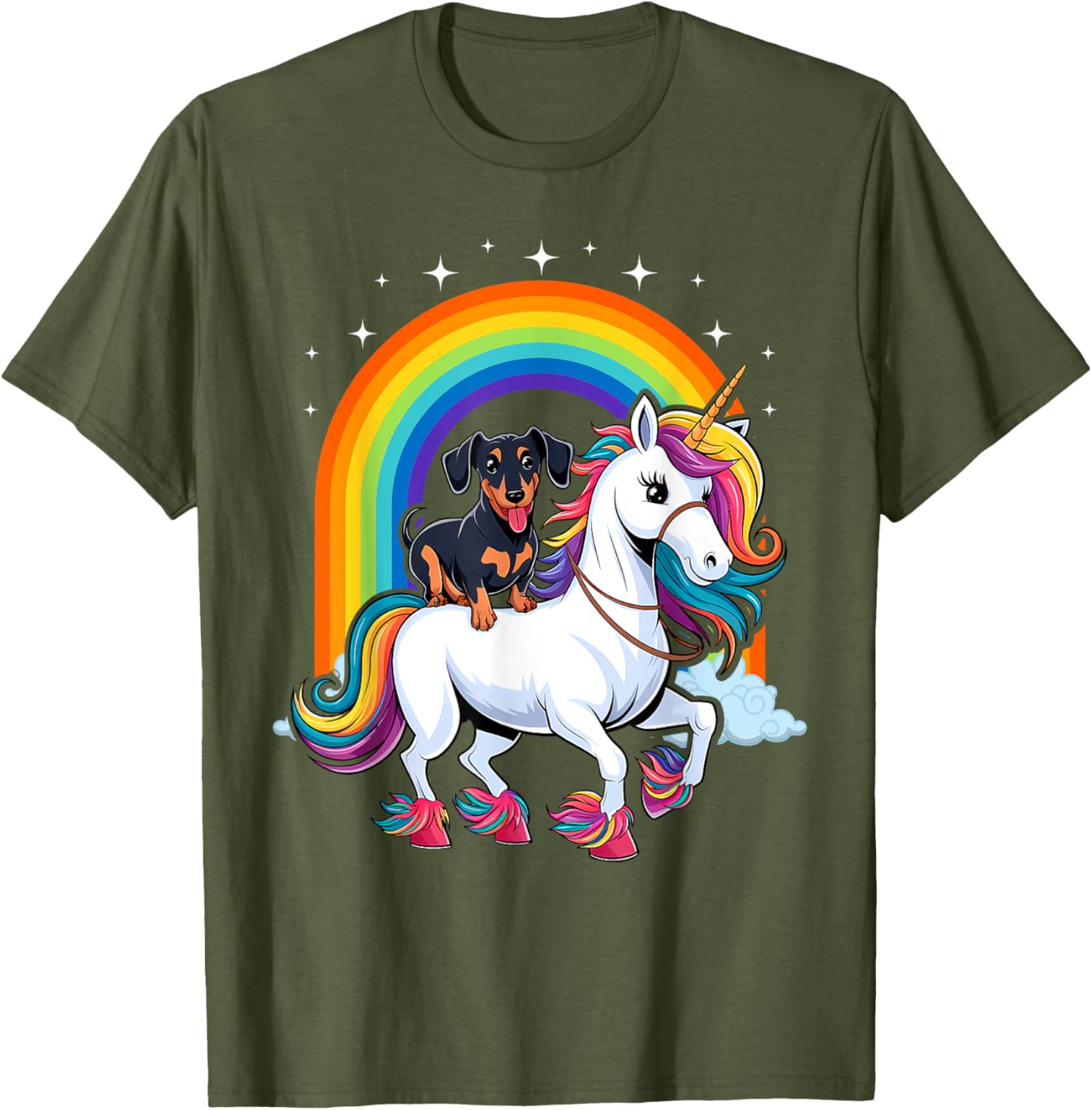 Dachshund Unicorn Galaxy Rainbow T-Shirt for Girls and Dogs - 14