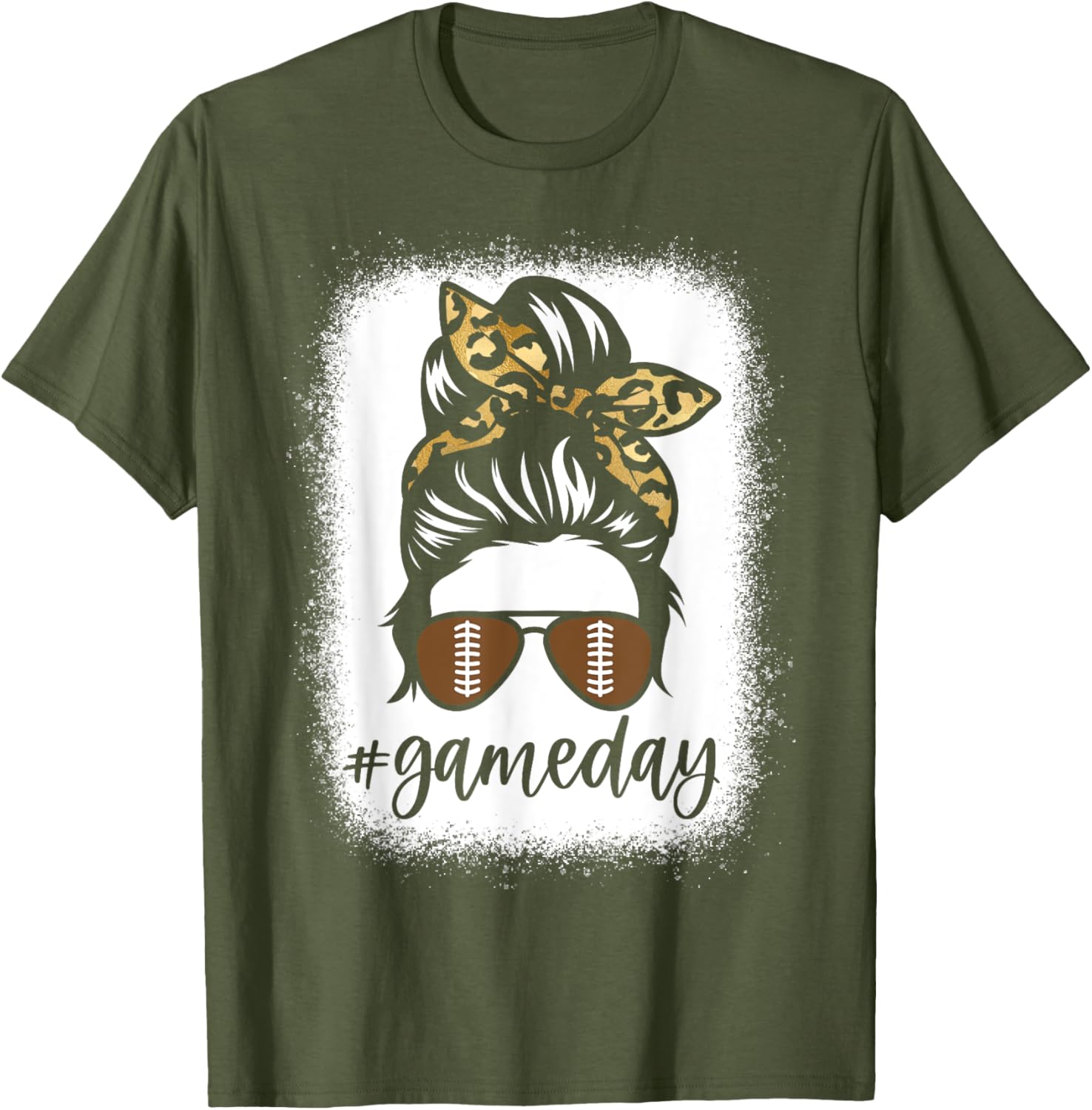 Game Day Leopard Messy Bun T-Shirt for Women and Girls – Sporty Style! - 1