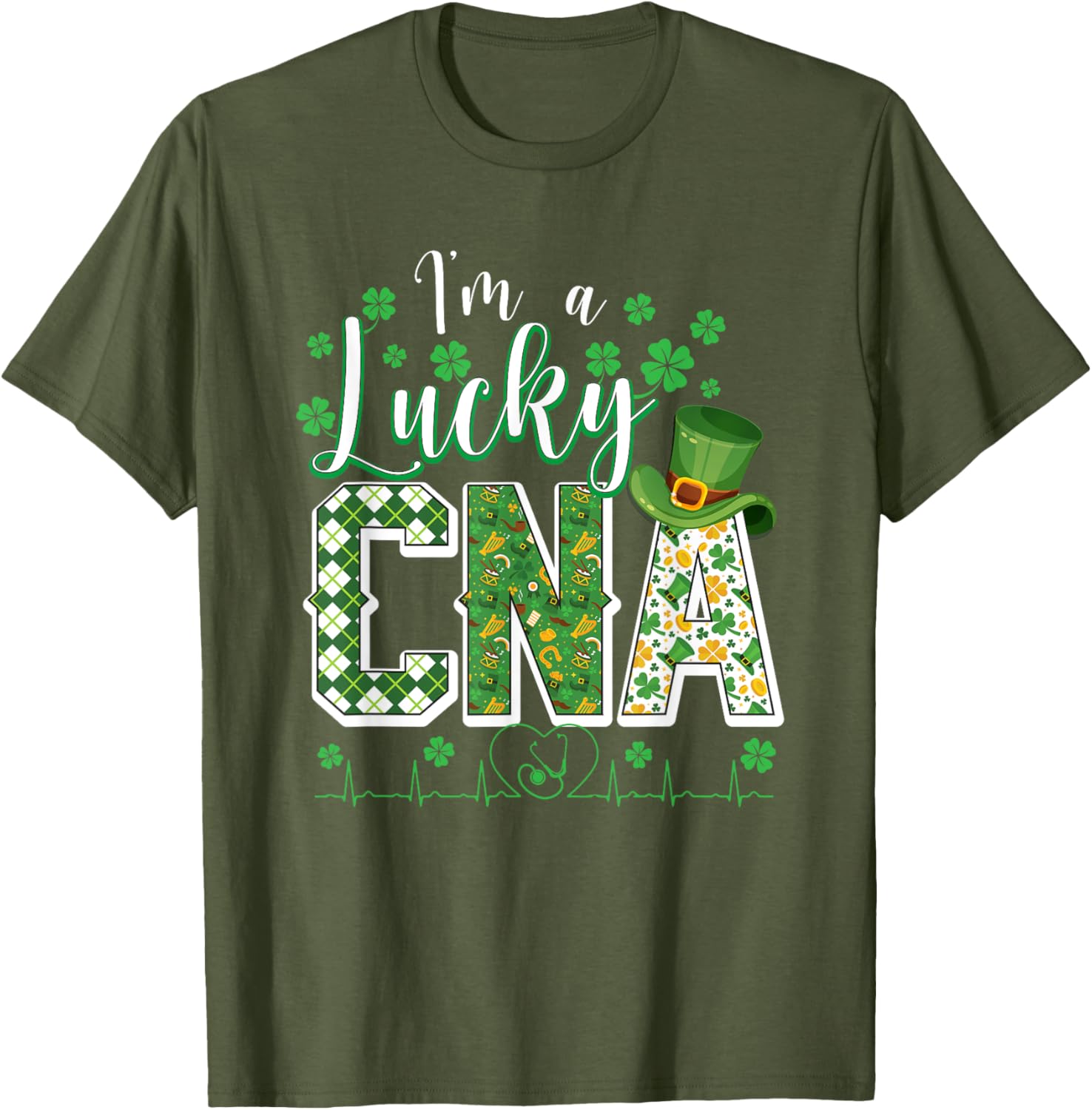 Funny Lucky CNA Nurse Shamrock St Patrick's Day T-Shirt for Scrubs - 12