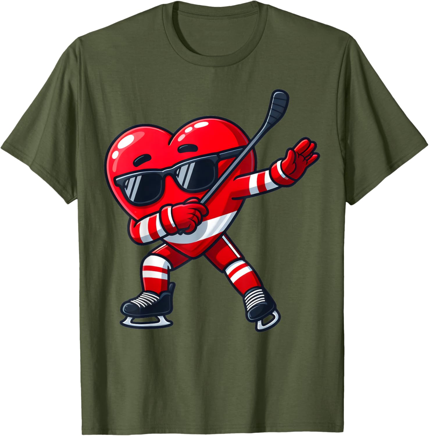 Cute Dabbing Heart Ice Hockey T-Shirt for Funny Valentine's Day Fun - 28