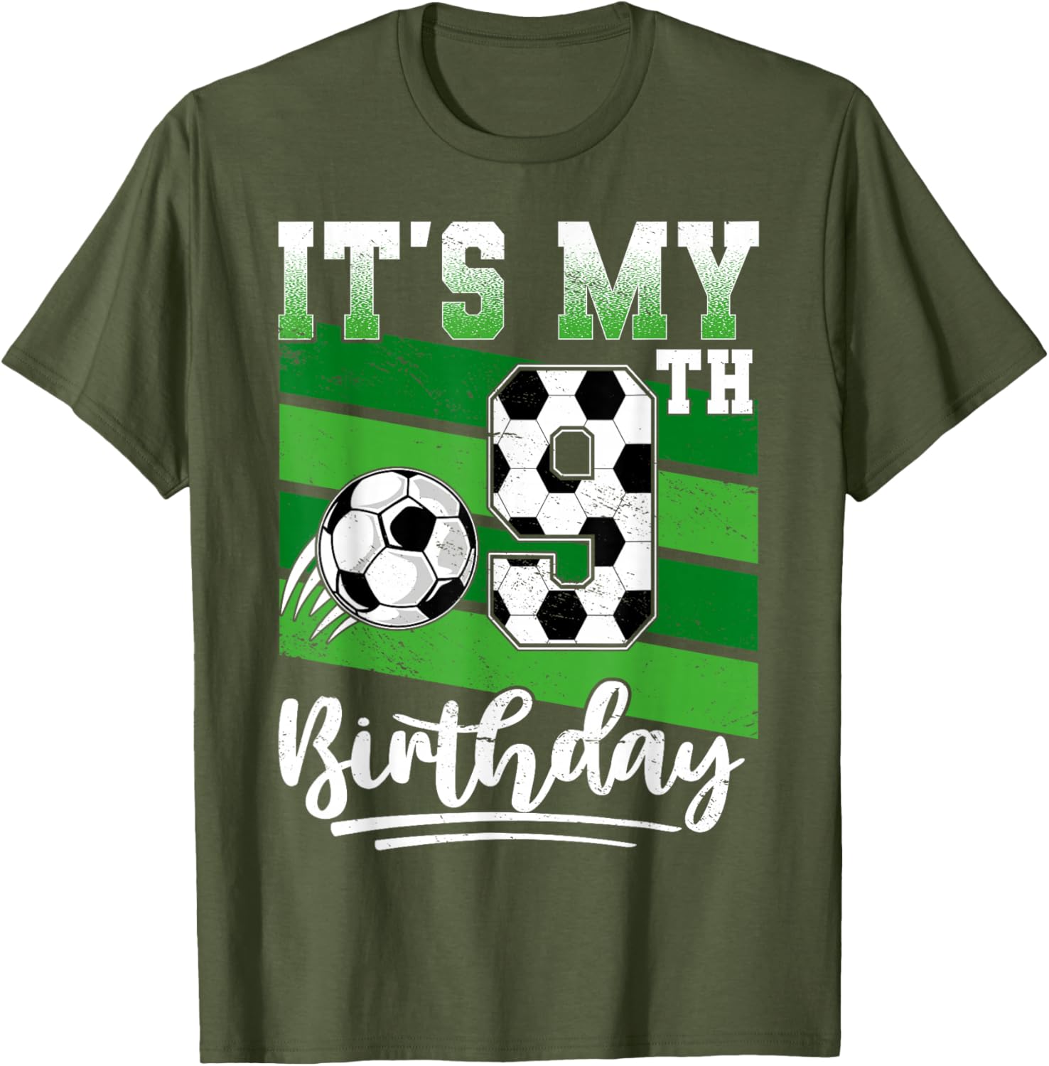 Cool 9th Birthday Soccer Ball T-Shirt for Kids Birthday Celebrations - 10