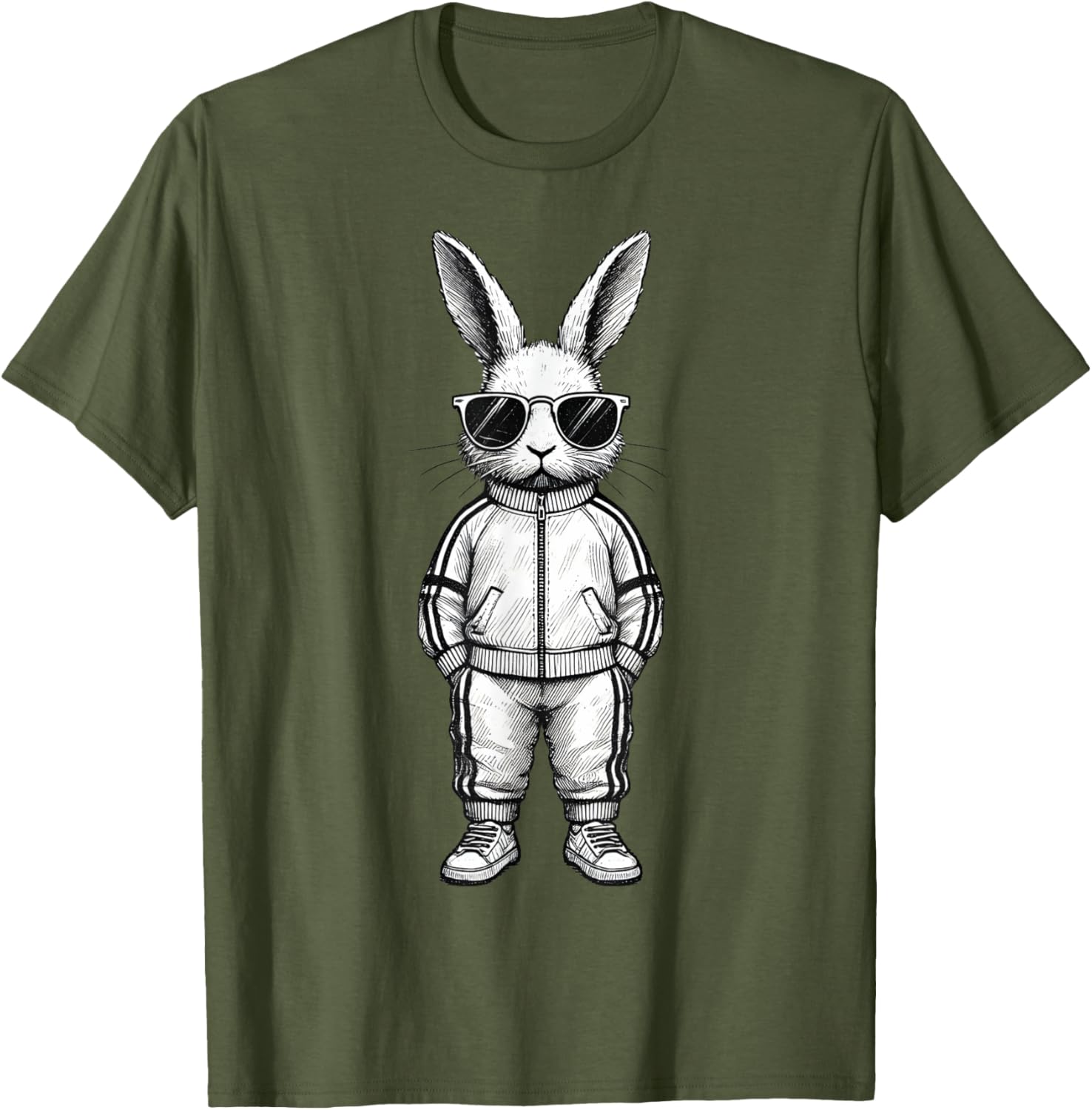 Cool Bunny Face with Sunglasses Easter T-Shirt for Boys and Kids - 4