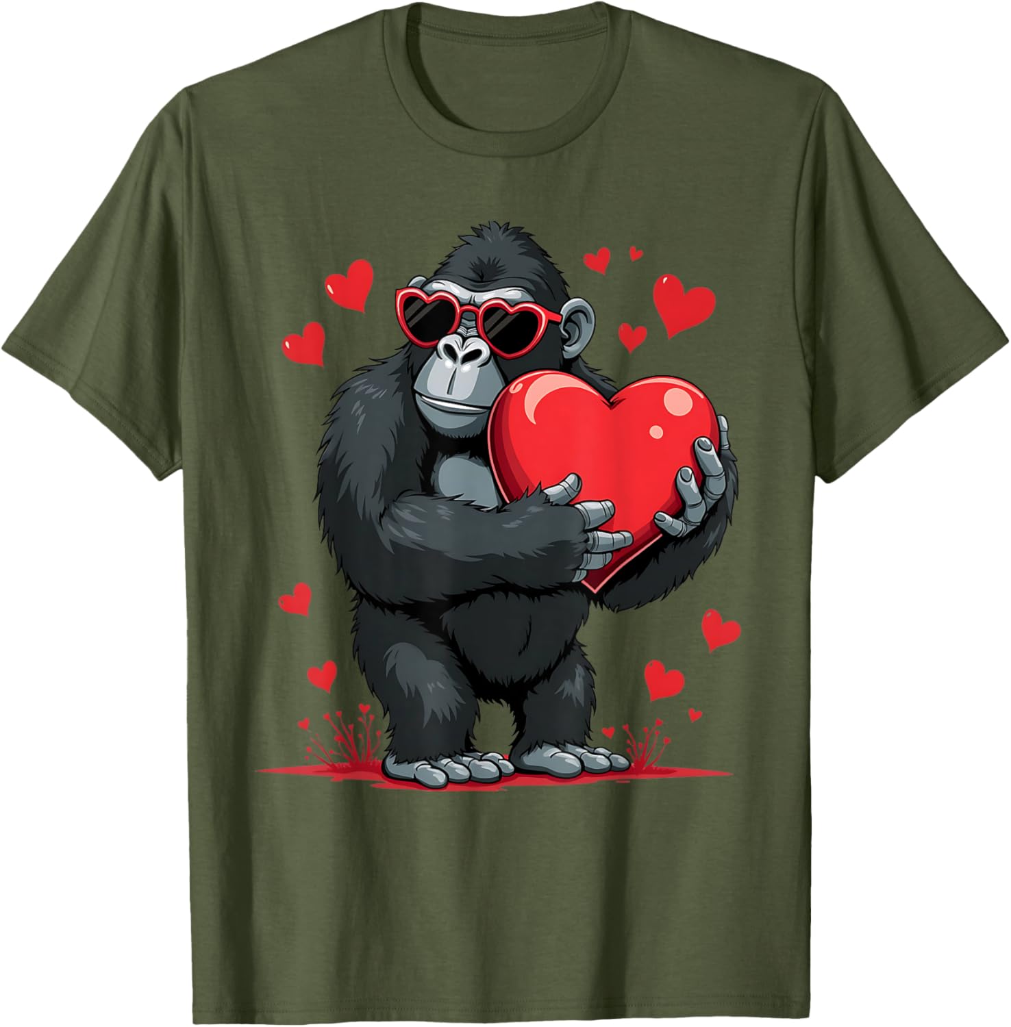 Funny Gorilla Heart Sunglasses T-Shirt for Boys Perfect for Valentine's Day - 2