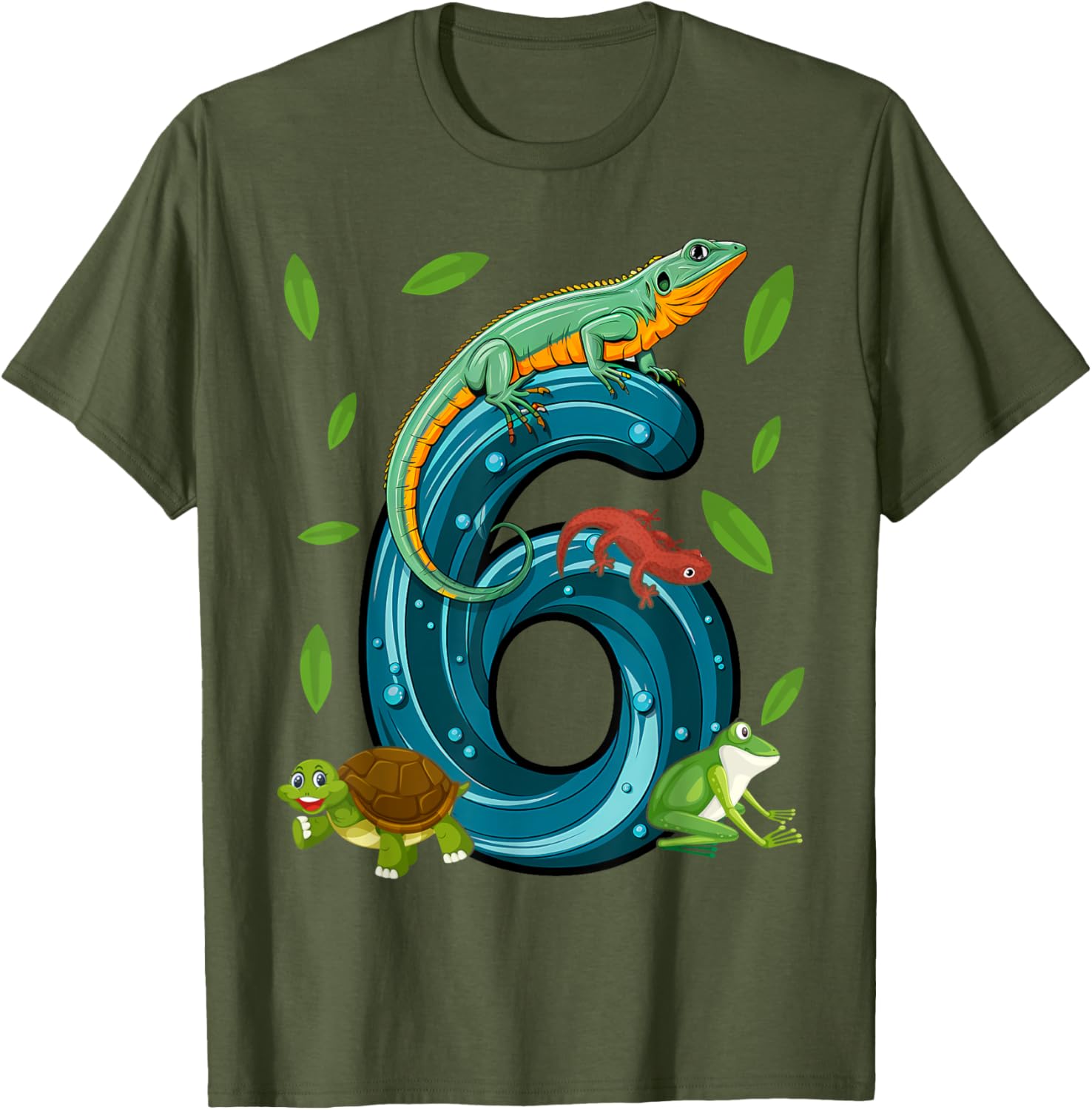 Cute Lizard T-Shirt for 6 Year Olds Birthday Party Celebrations - 6
