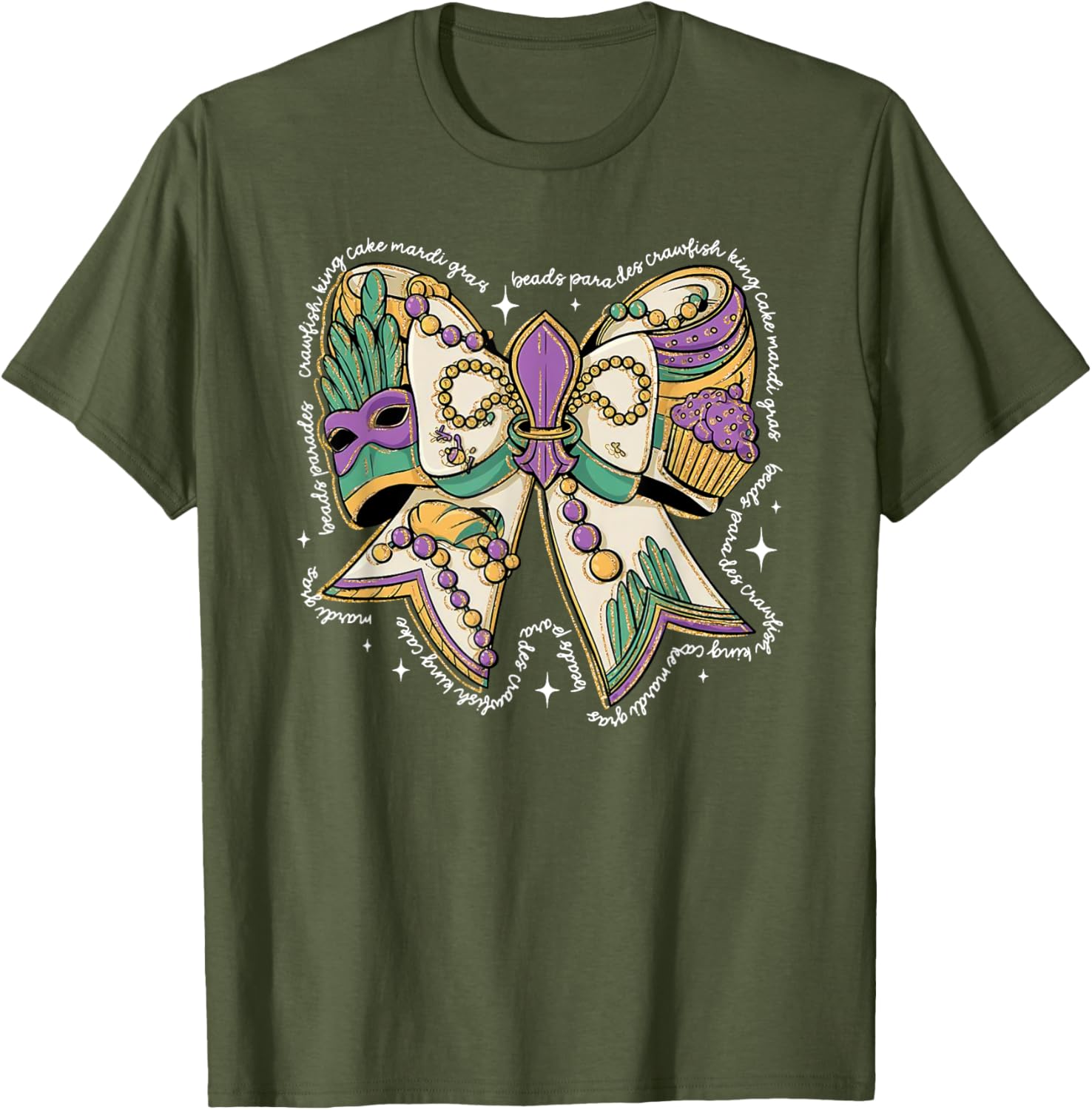 Coquette Bow Mardi Gras T-Shirt for Men and Women - Fun Festival Wear - 3