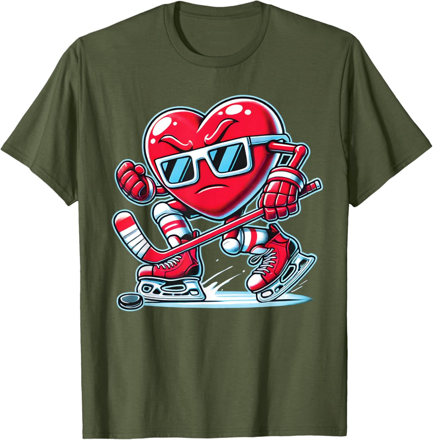 Cute Heart Ice Hockey T-Shirt for Valentine's Day - Men, Women, Boys - 15