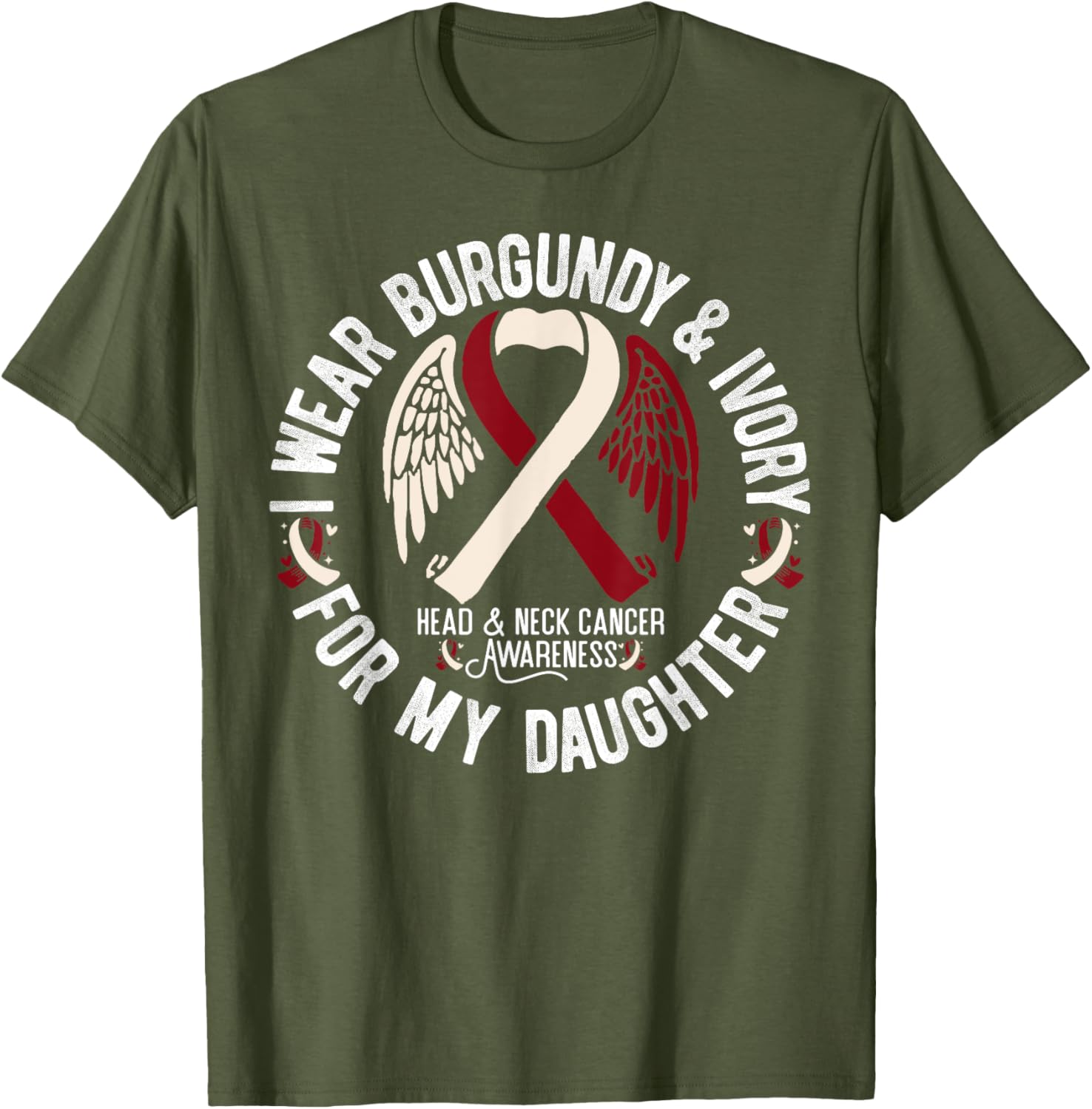 Burgundy Ivory T-Shirt for Daughter - Support Head Neck Cancer Awareness - 6