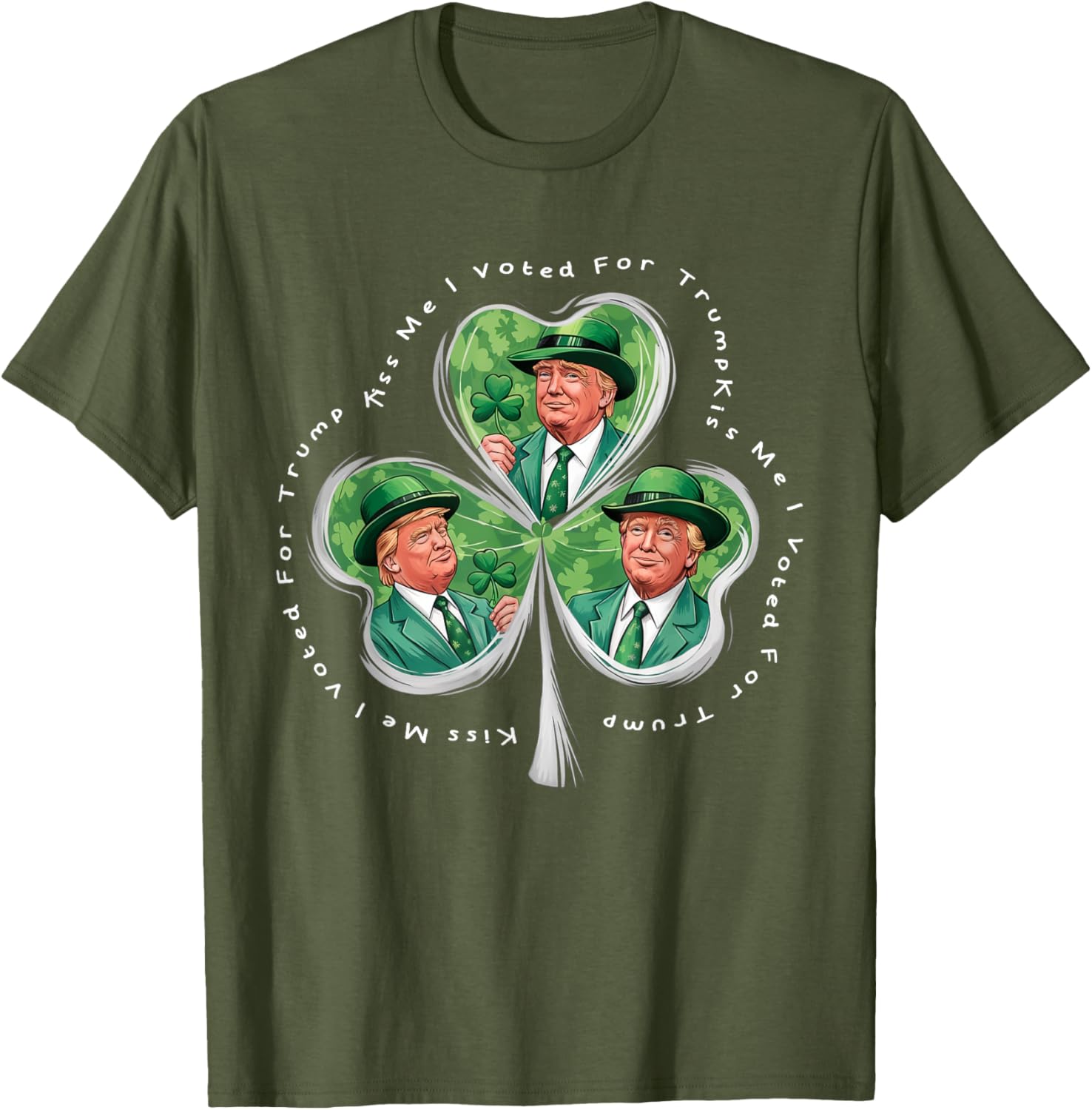 Funny Trump St Patrick's Day 2025 T-Shirt - Kiss Me I Voted For Trump - 19