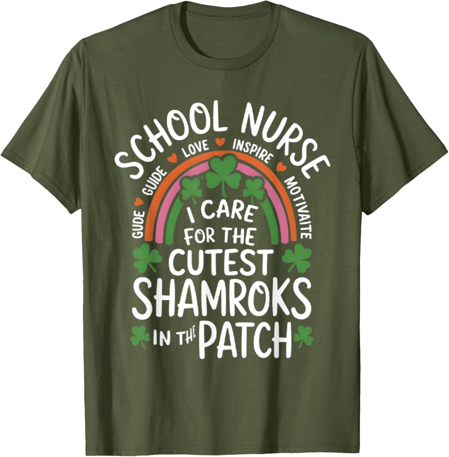 Cute St Patricks Day School Nurse T-Shirt I Care For Shamrocks - 5