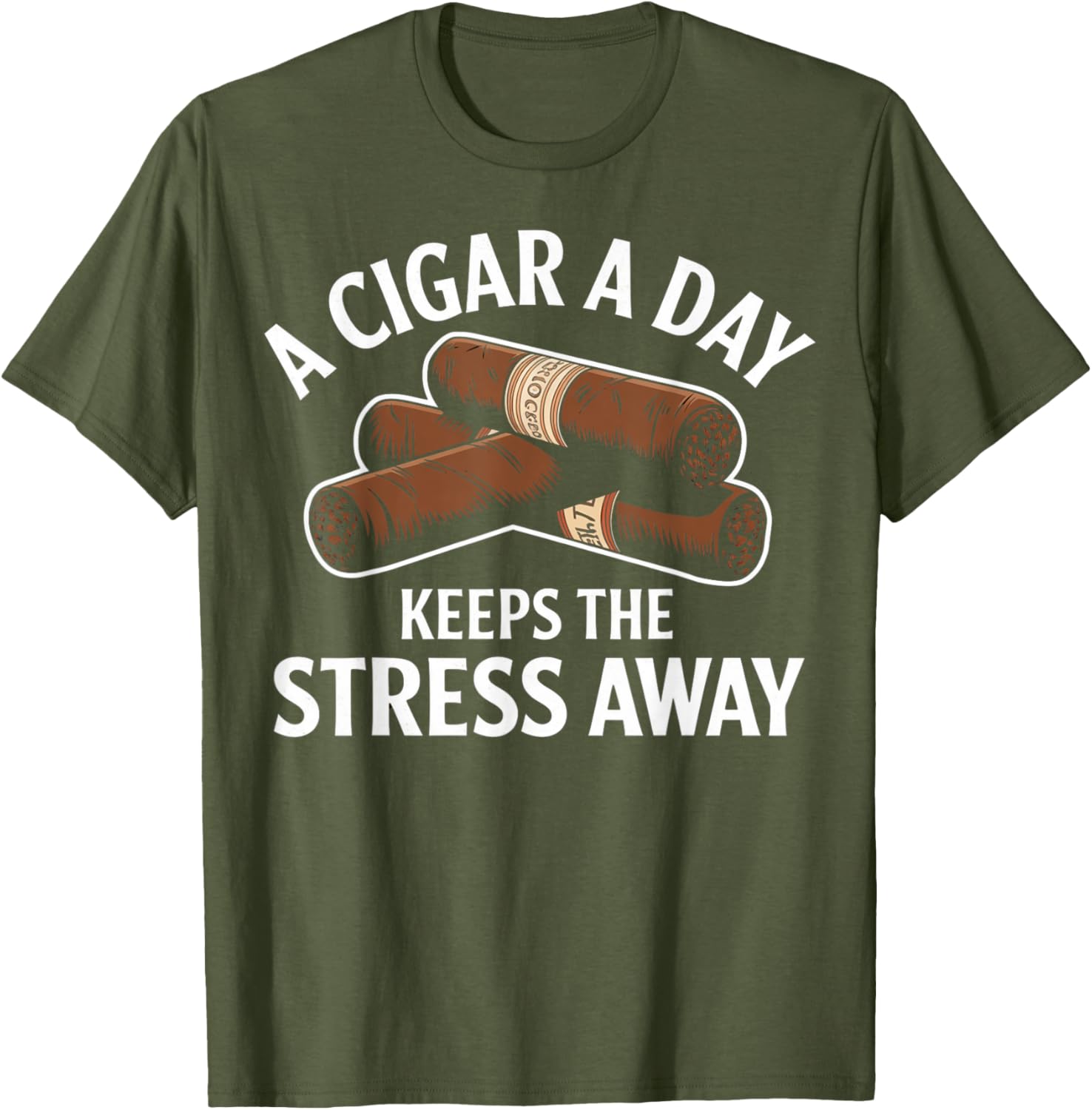 Funny Cigar Aficionado T-Shirt A Cigar a Day Keeps Stress Away - 3