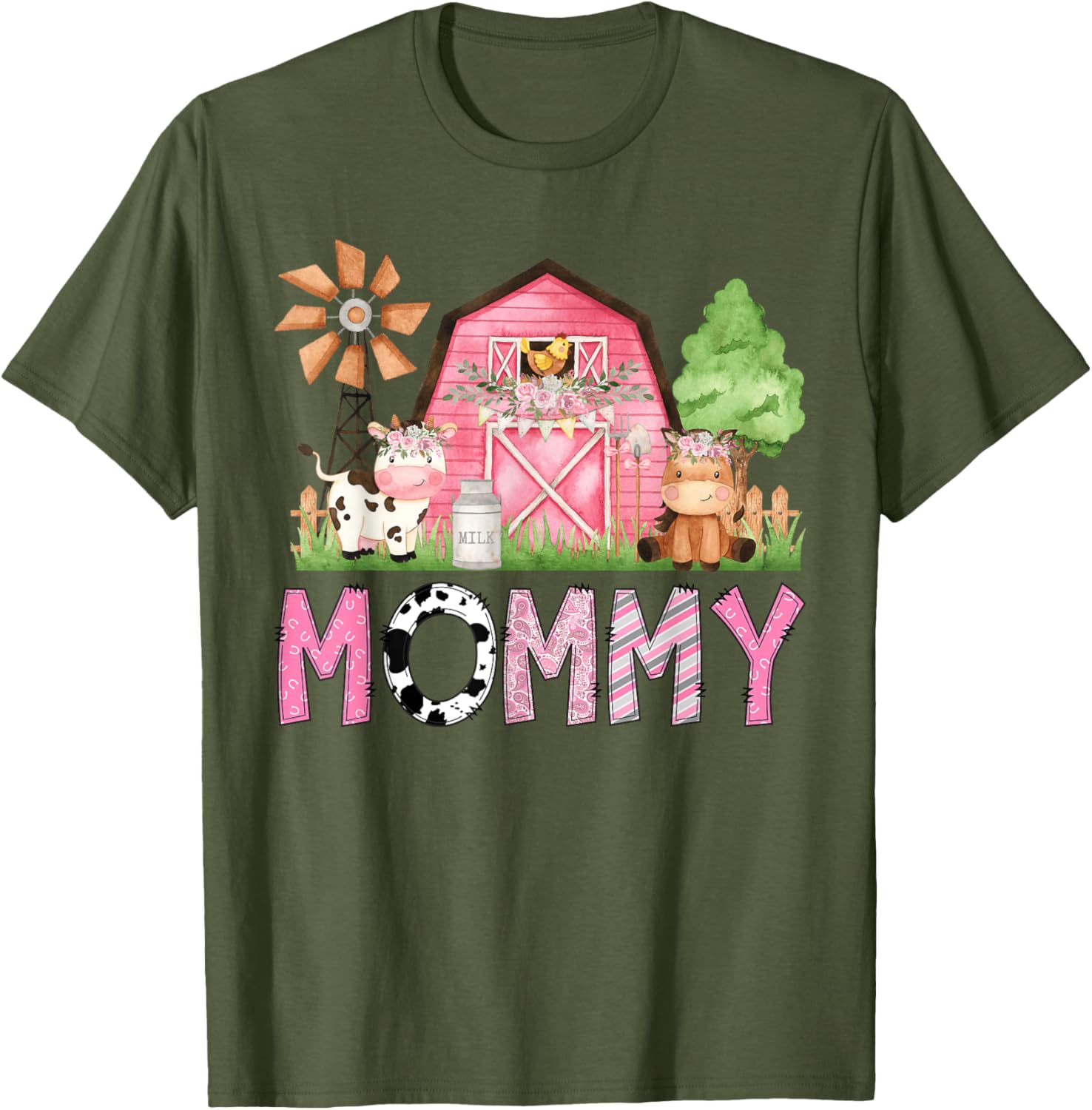 Cute Mommy Pink Farm Animal Birthday Matching Family T-Shirt for Kids - 7
