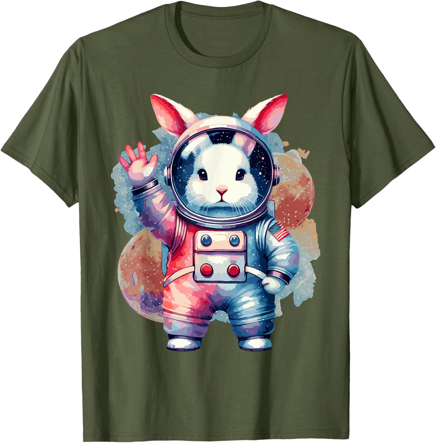 Funny Bunny Rabbit Astronaut Costume Easter T-Shirt for Kids - 13