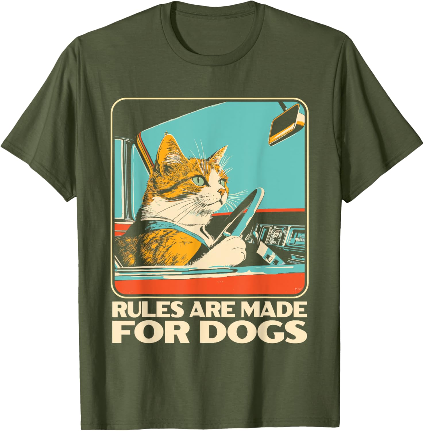 Funny Cat Lover T-Shirt - Rules Are Made for Dogs Cat Design Tee - 15