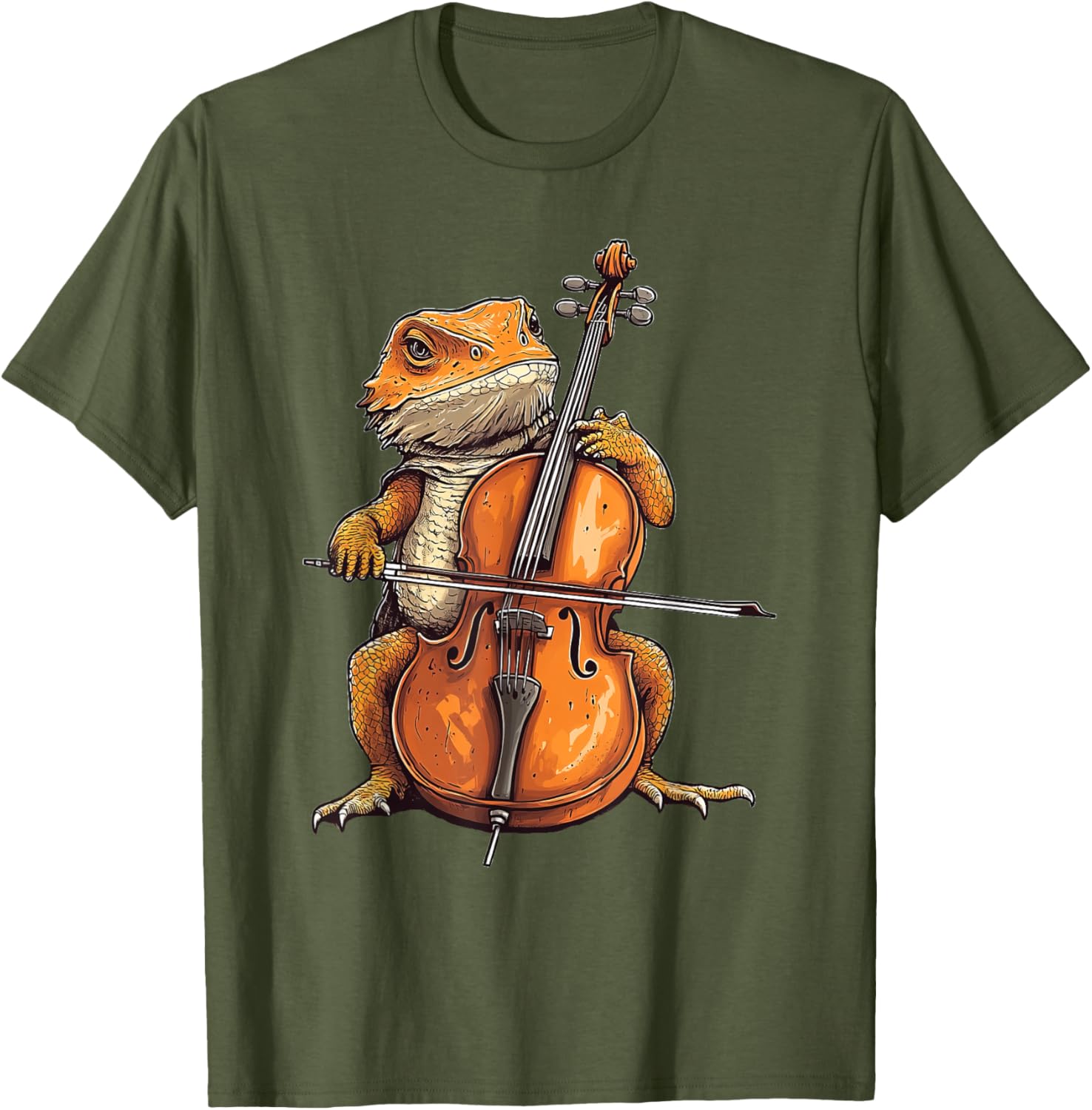 Cute Bearded Dragon Playing Cello Musician T-Shirt for Music Lovers - 13